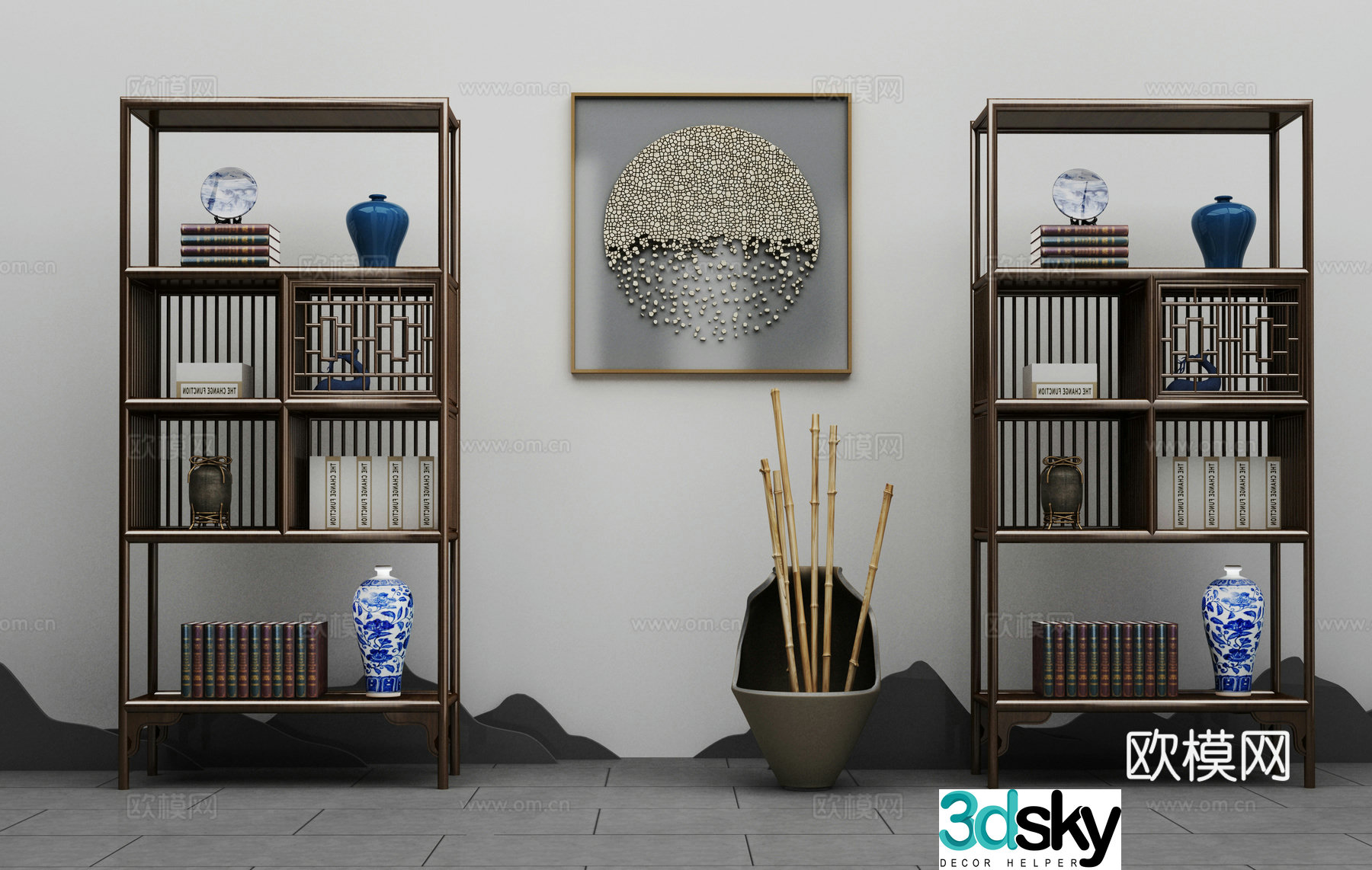New Chinese style decorative cabinet 3D model