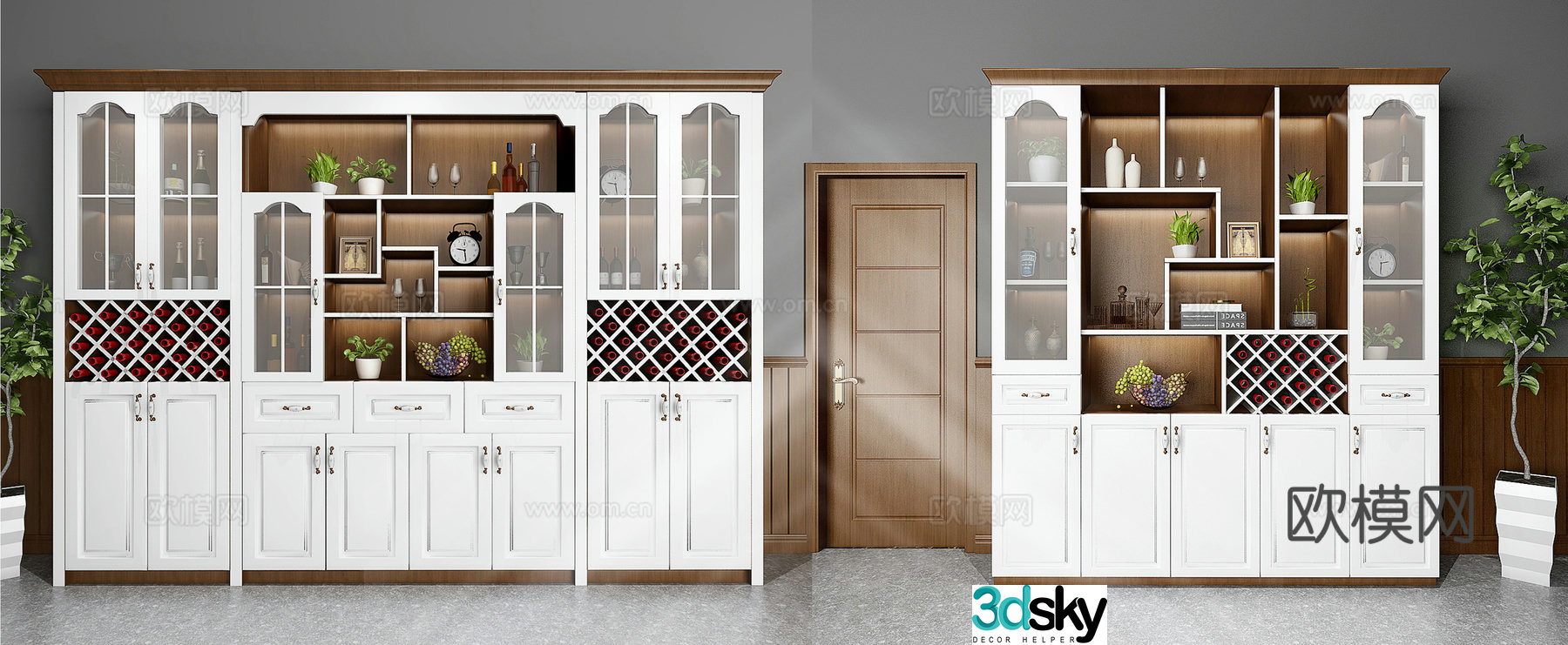 Modern Nordic wine cabinet model 3d model