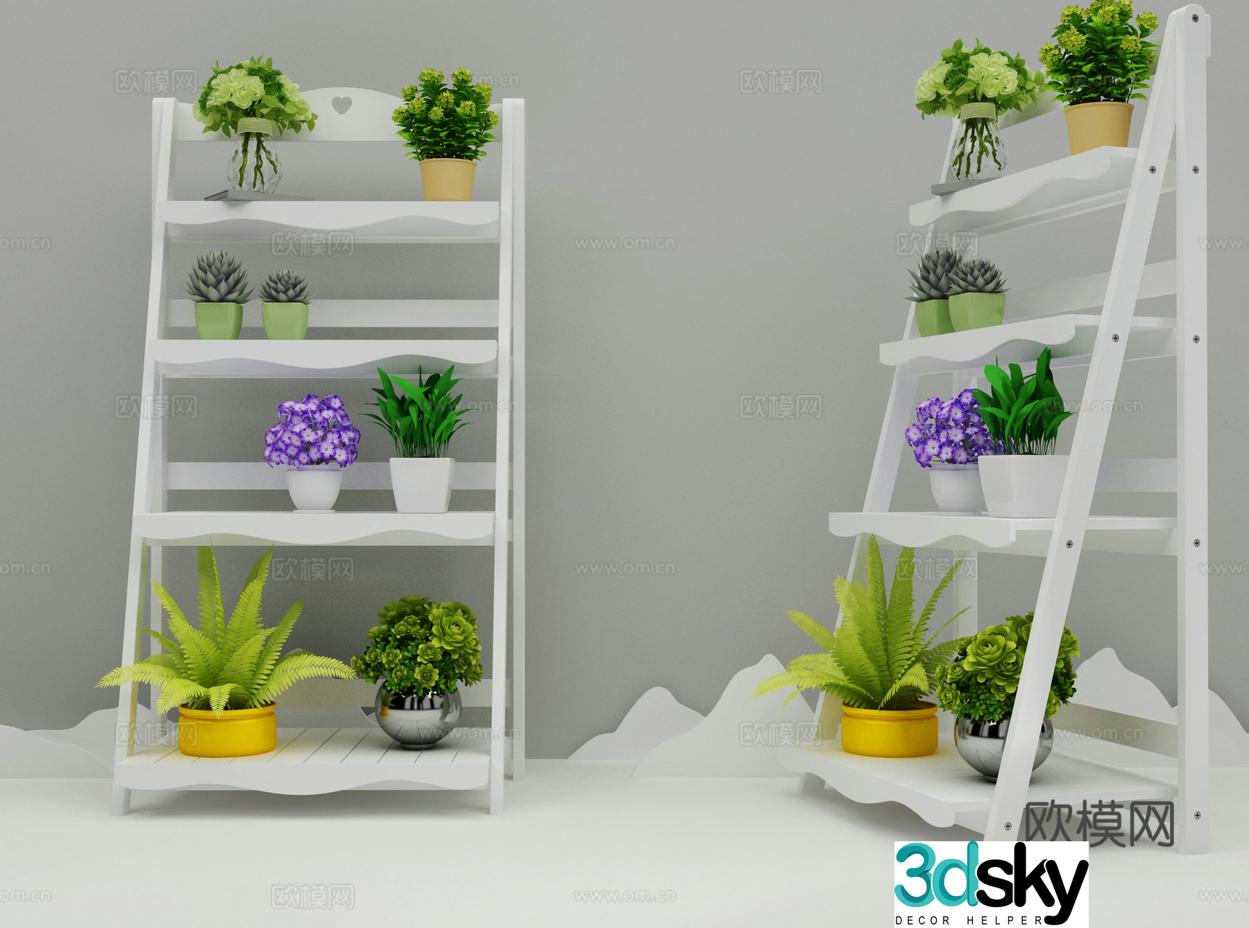 Modern flower stand combination 3D model