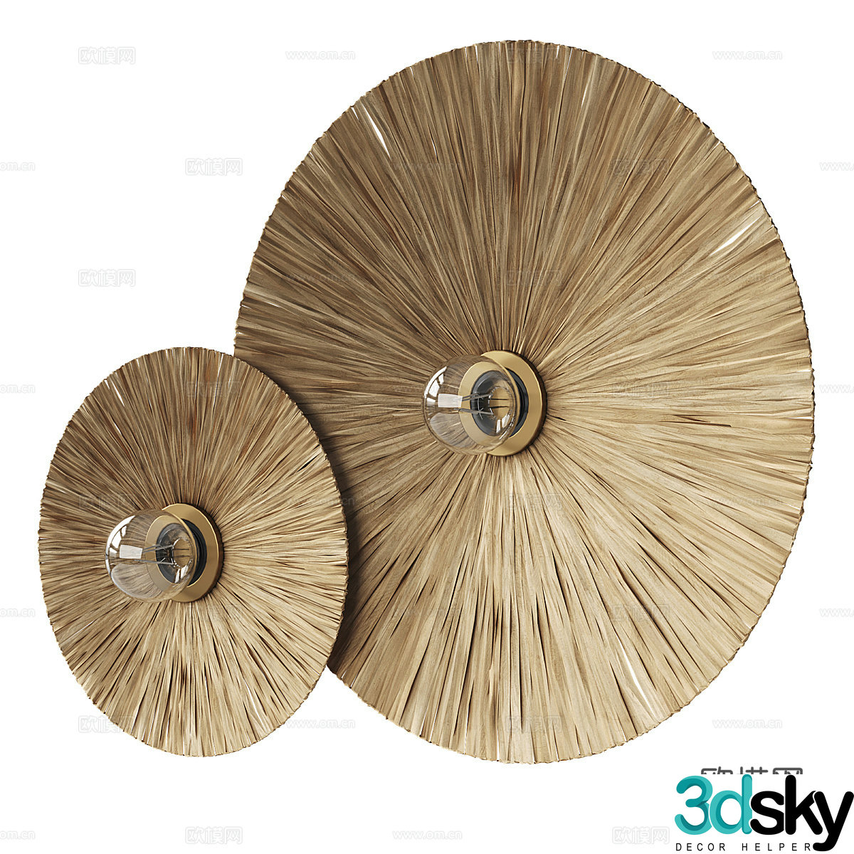 New Chinese style Wasabi original straw decorative wall light 3D model
