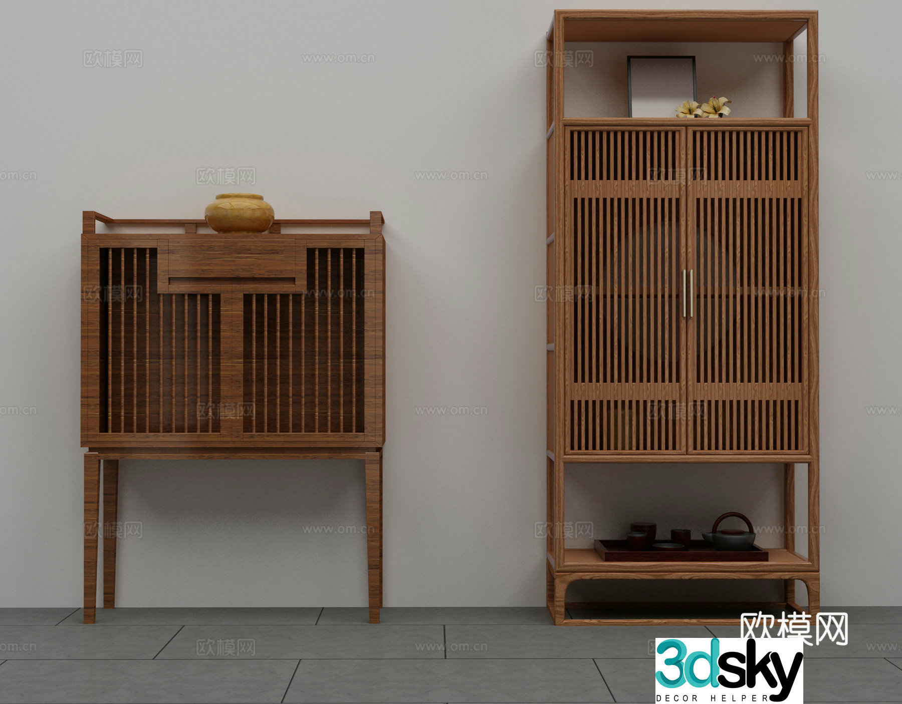 New Chinese style decorative cabinet 3D model