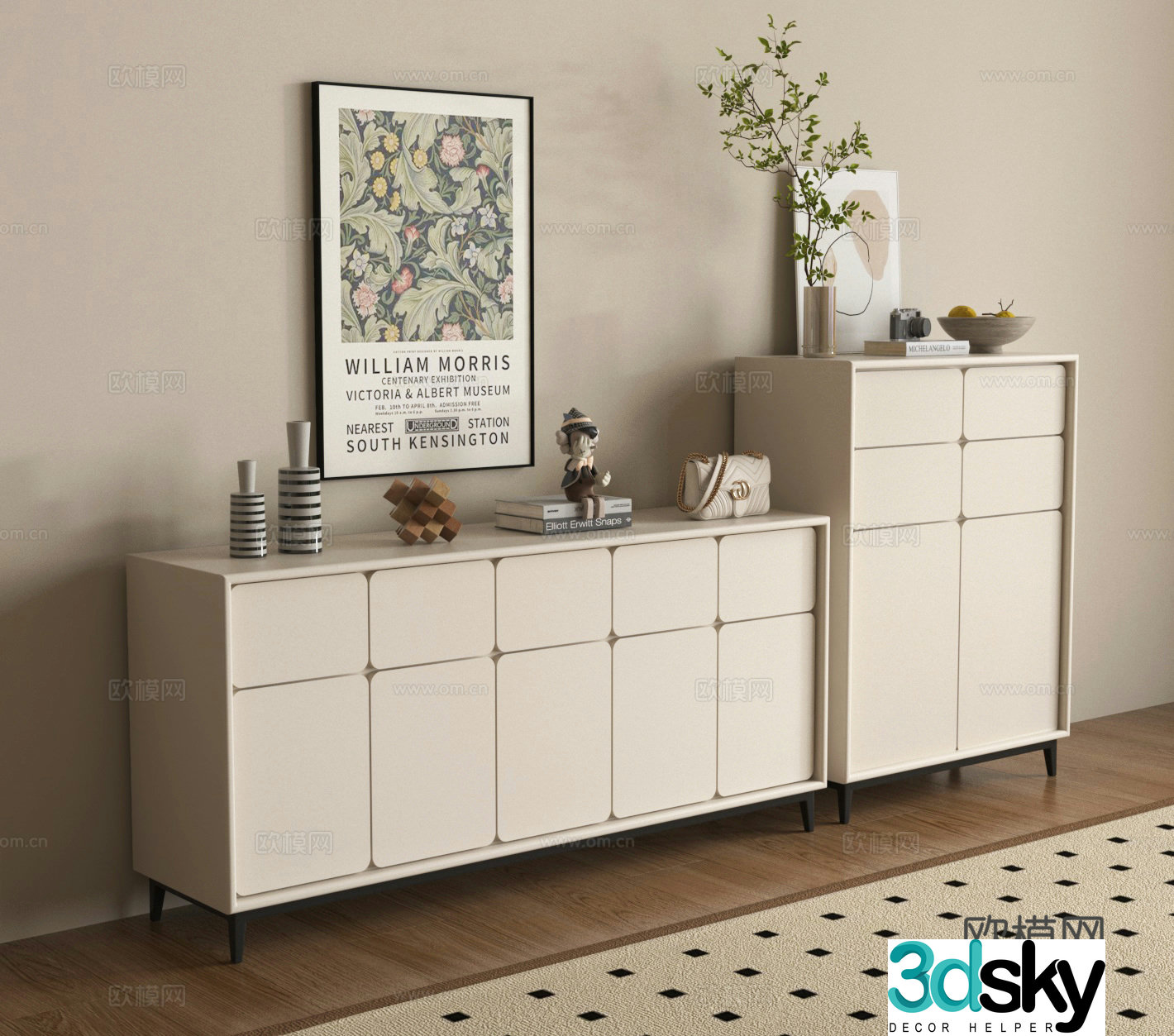 chest of drawers storage cabinet storage cabinet hanging picture frame ornament accessories 3d model