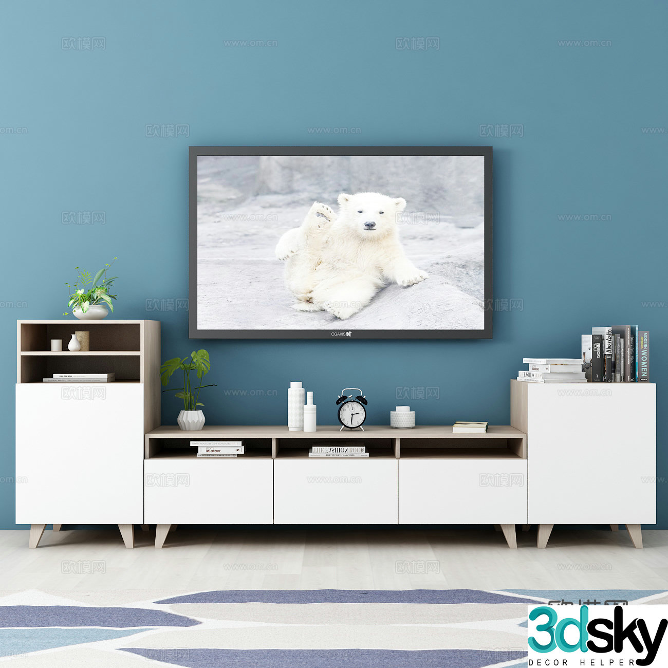 Nordic TV cabinet side cabinet jewelry carpet TV combination model 3d model