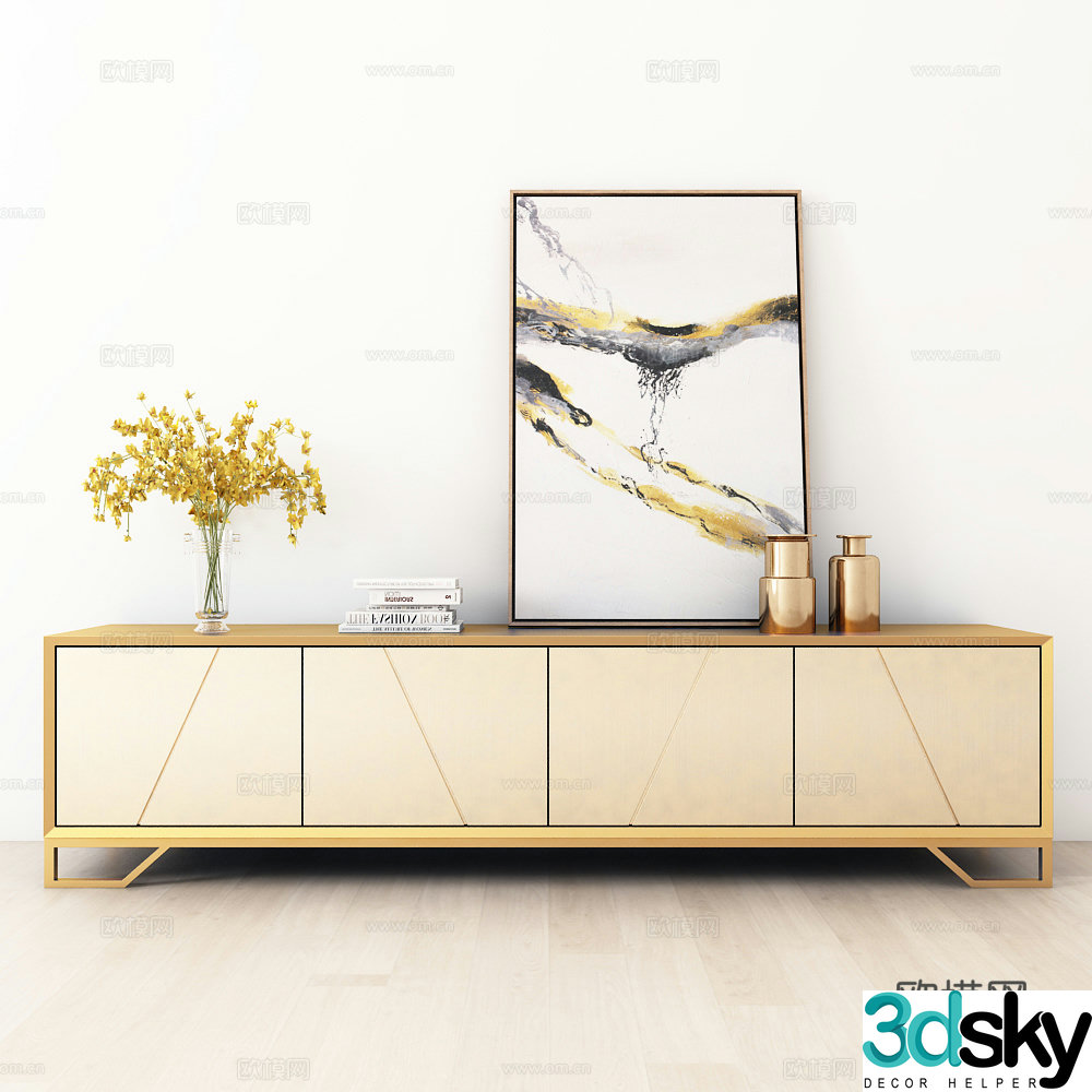 New Chinese TV cabinet jewelry 3D model