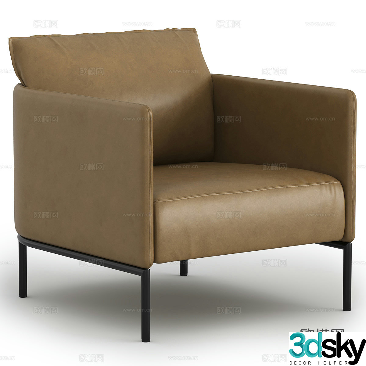Modern Italian leather armchair 3d model