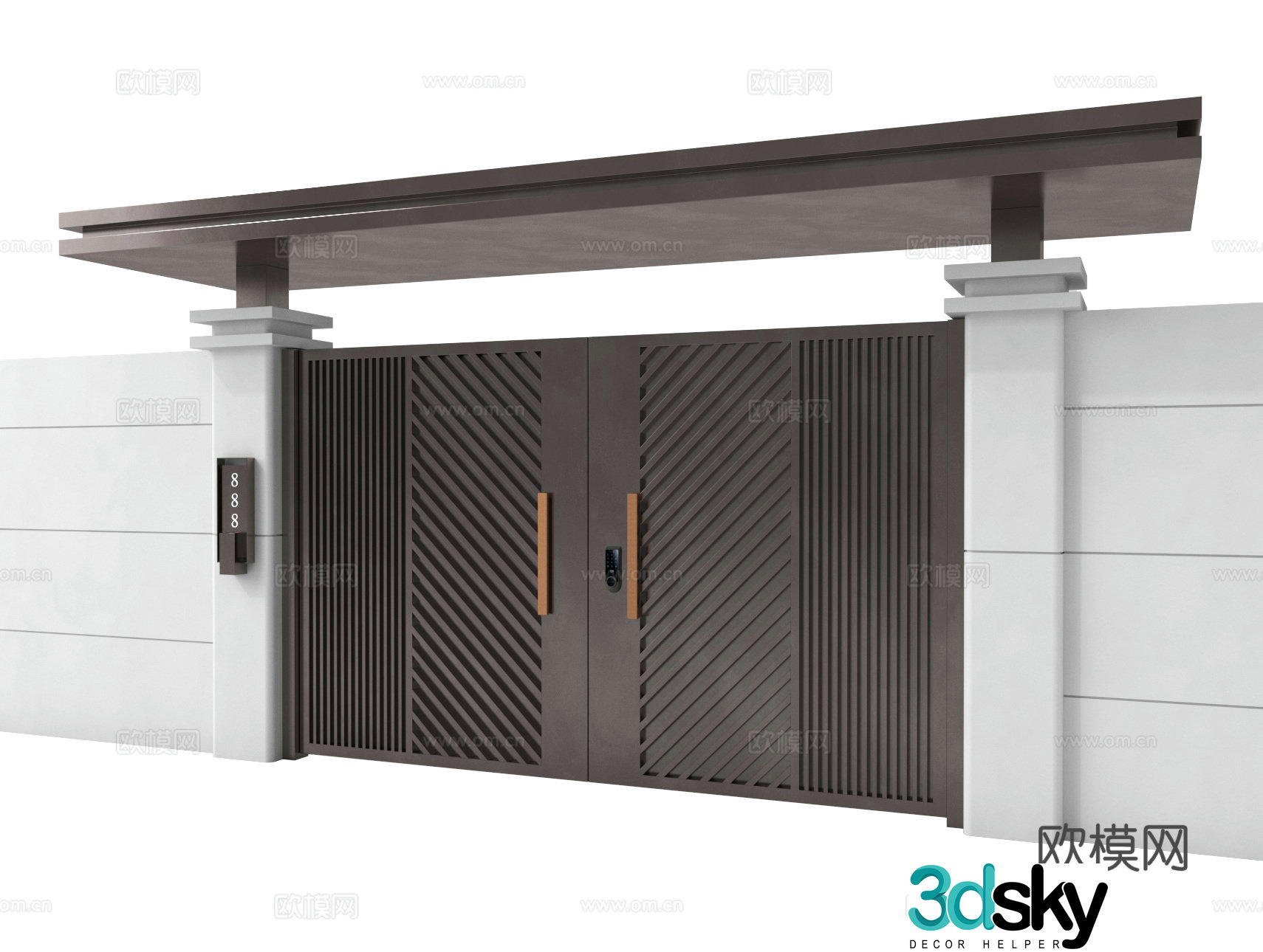 Courtyard gate Villa door Apartment gate 3d model