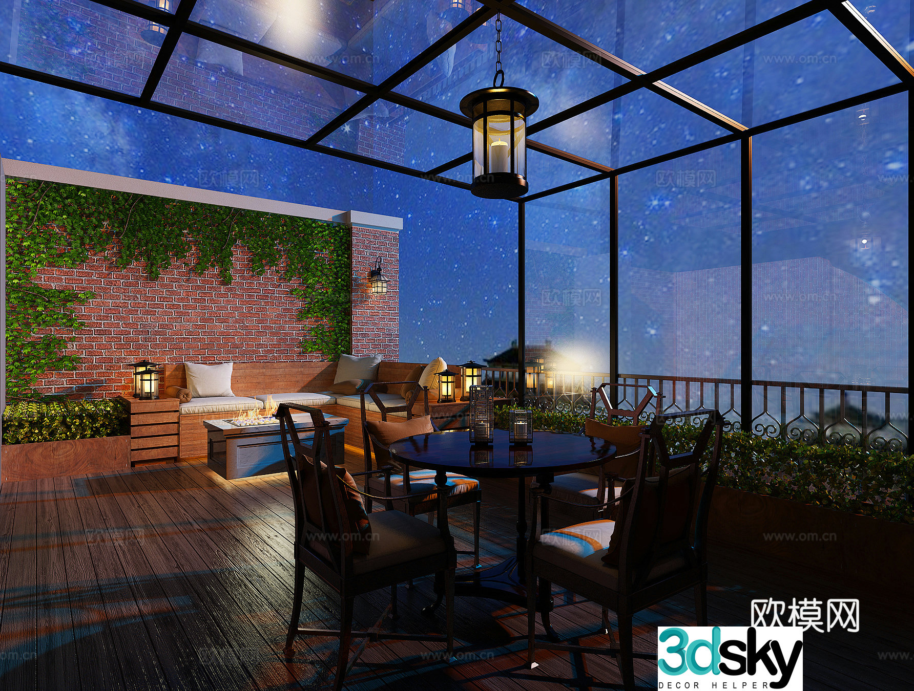 Villa terrace leisure area 3d model