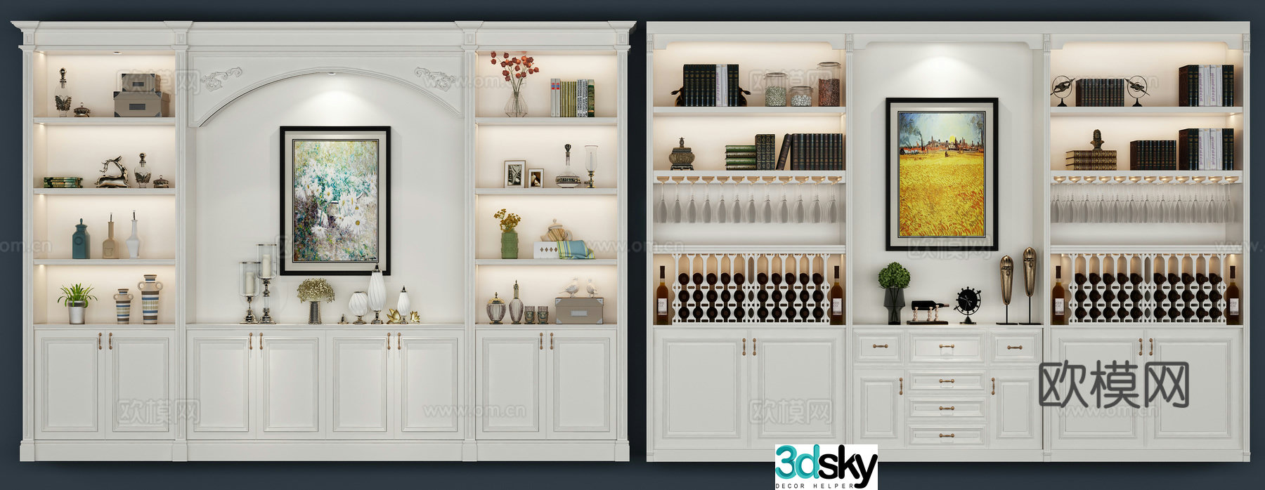 European wine cabinet combination 3D model