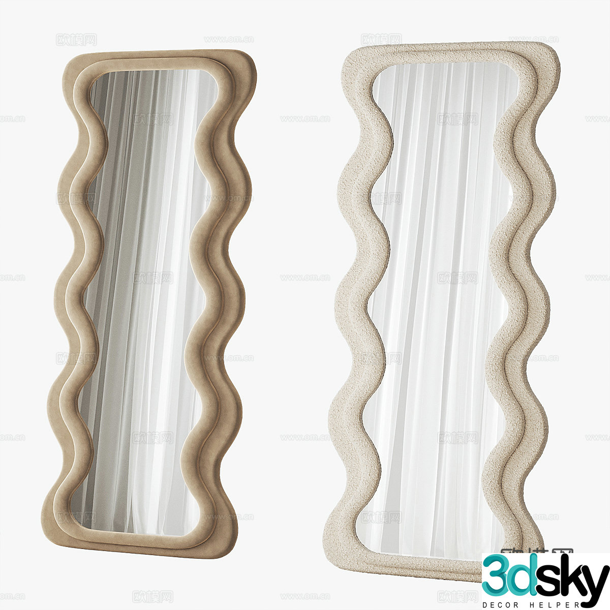 Modern Wasabi Cream Style Decorative Mirror 3D Model