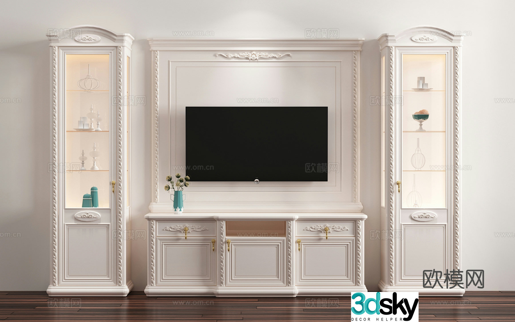 European TV cabinet combination 3D model