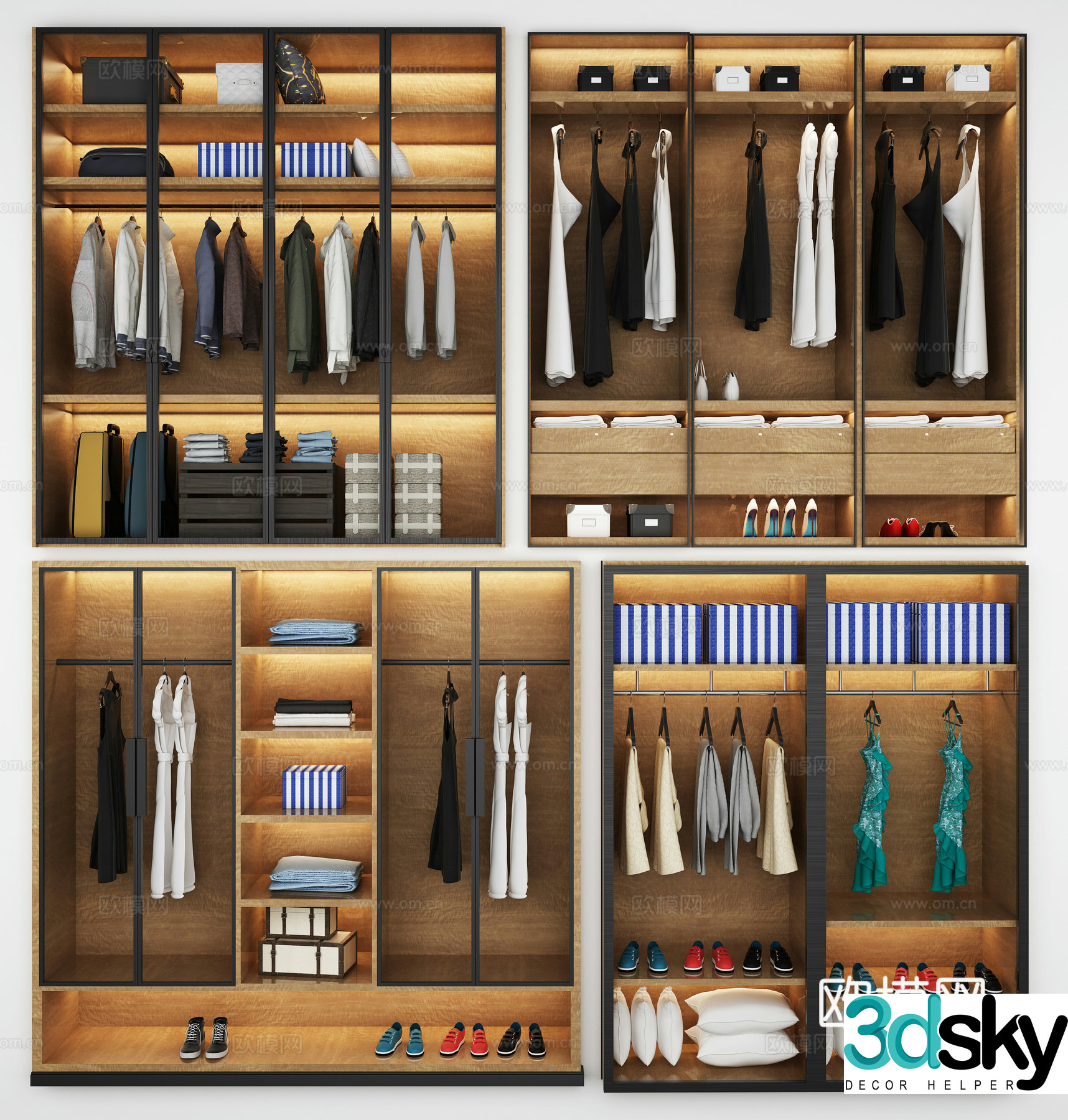 Modern wardrobe combination 3d model