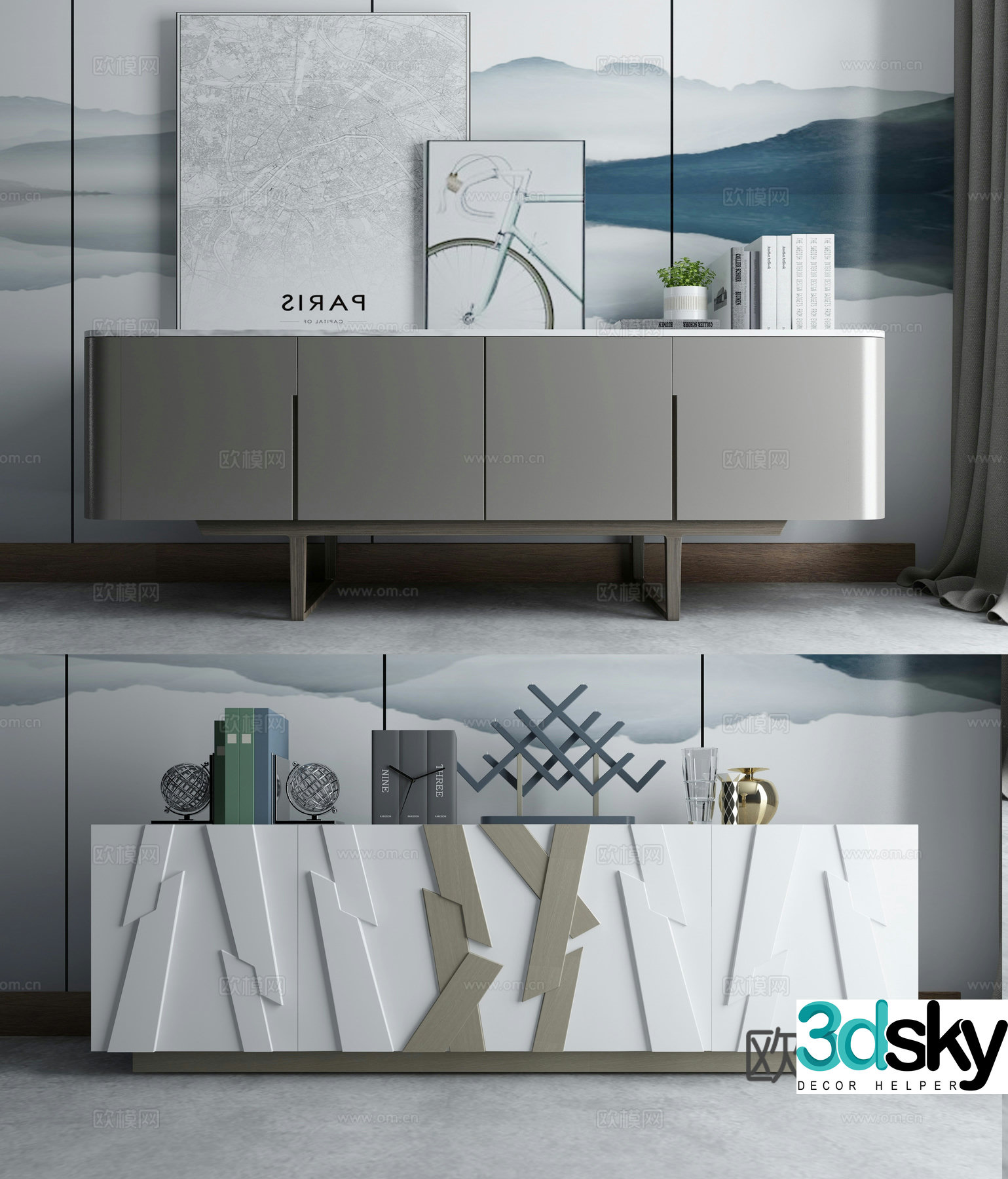 Modern TV cabinet combination 3D model