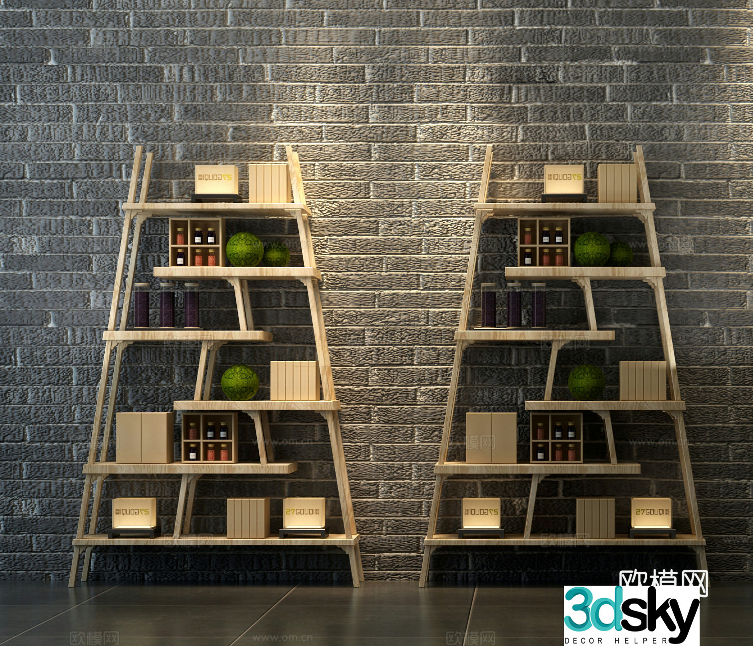 Traditional Chinese decorative cabinet rack 3D model