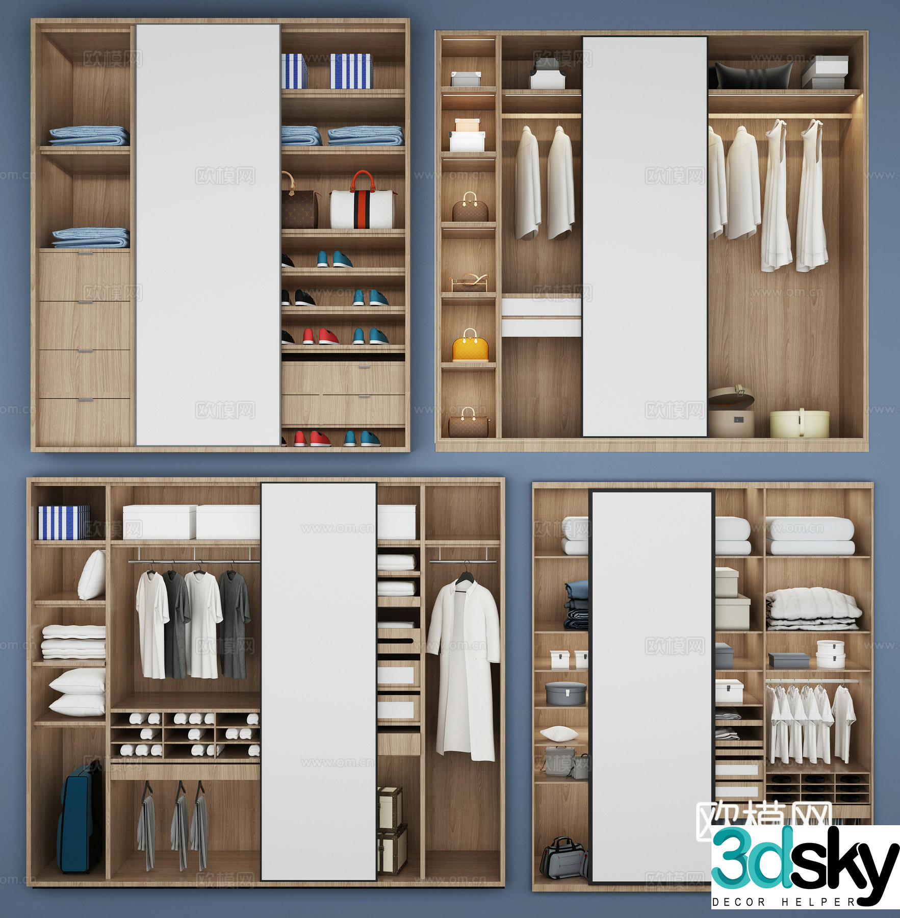 Modern Nordic wardrobe 3d model
