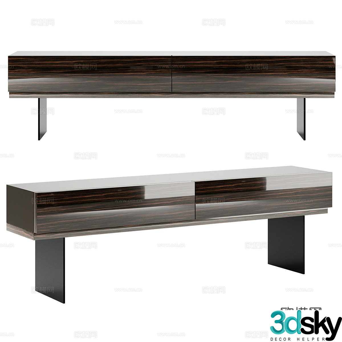 Modern Italian minimalist TV cabinet 3D model