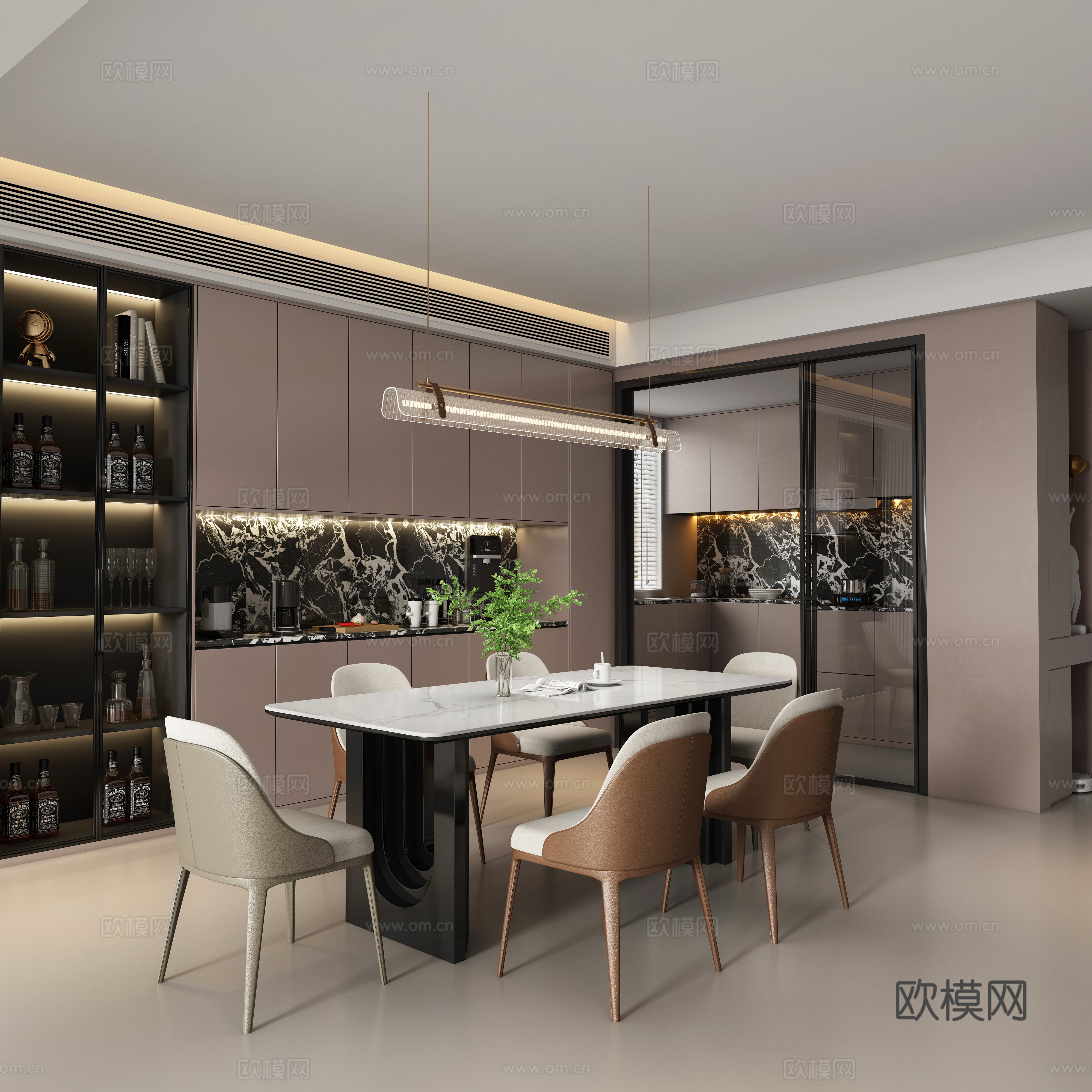 Modern dining table and chair 3d model