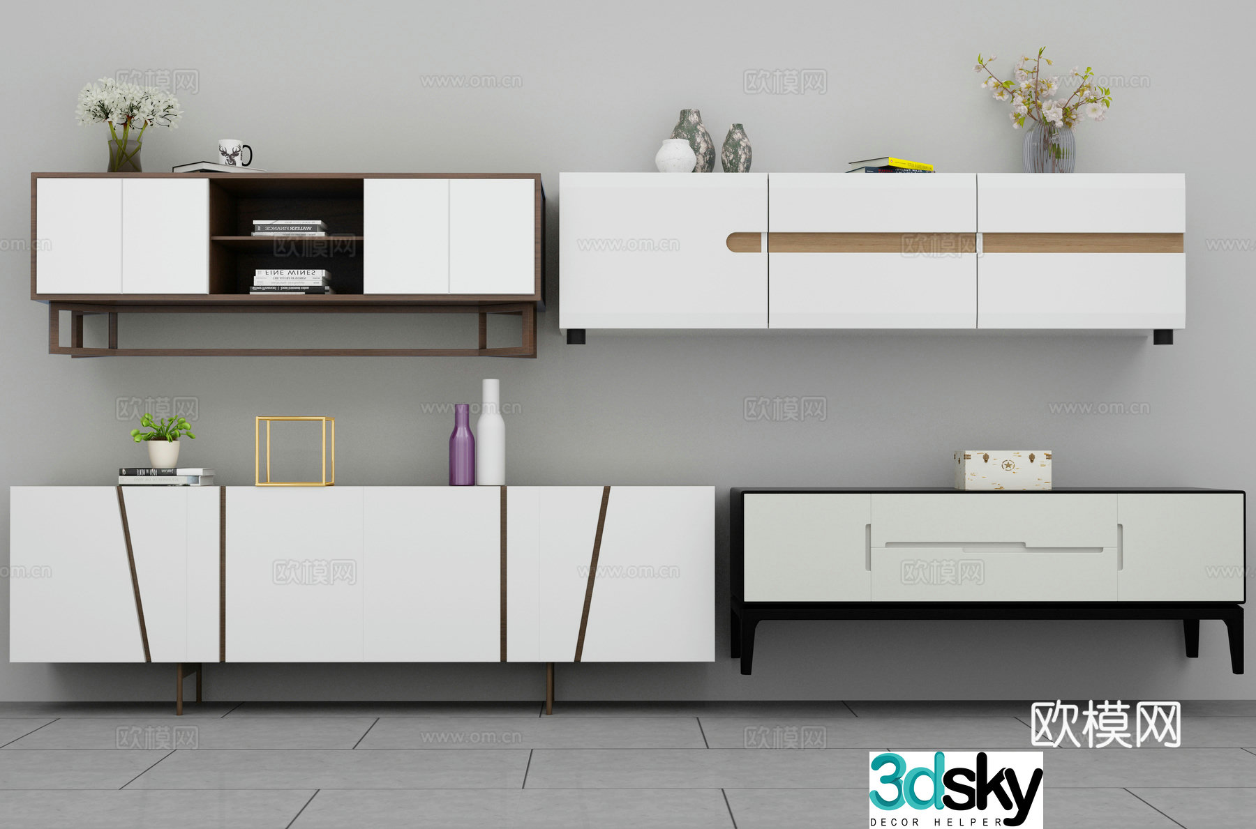 Modern TV cabinet combination 3D model