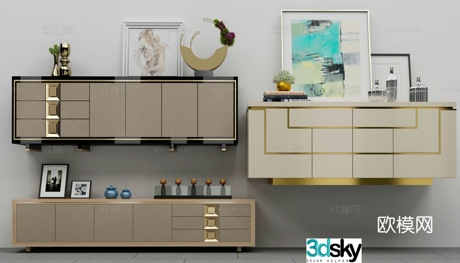 New Chinese TV cabinet combination 3D model