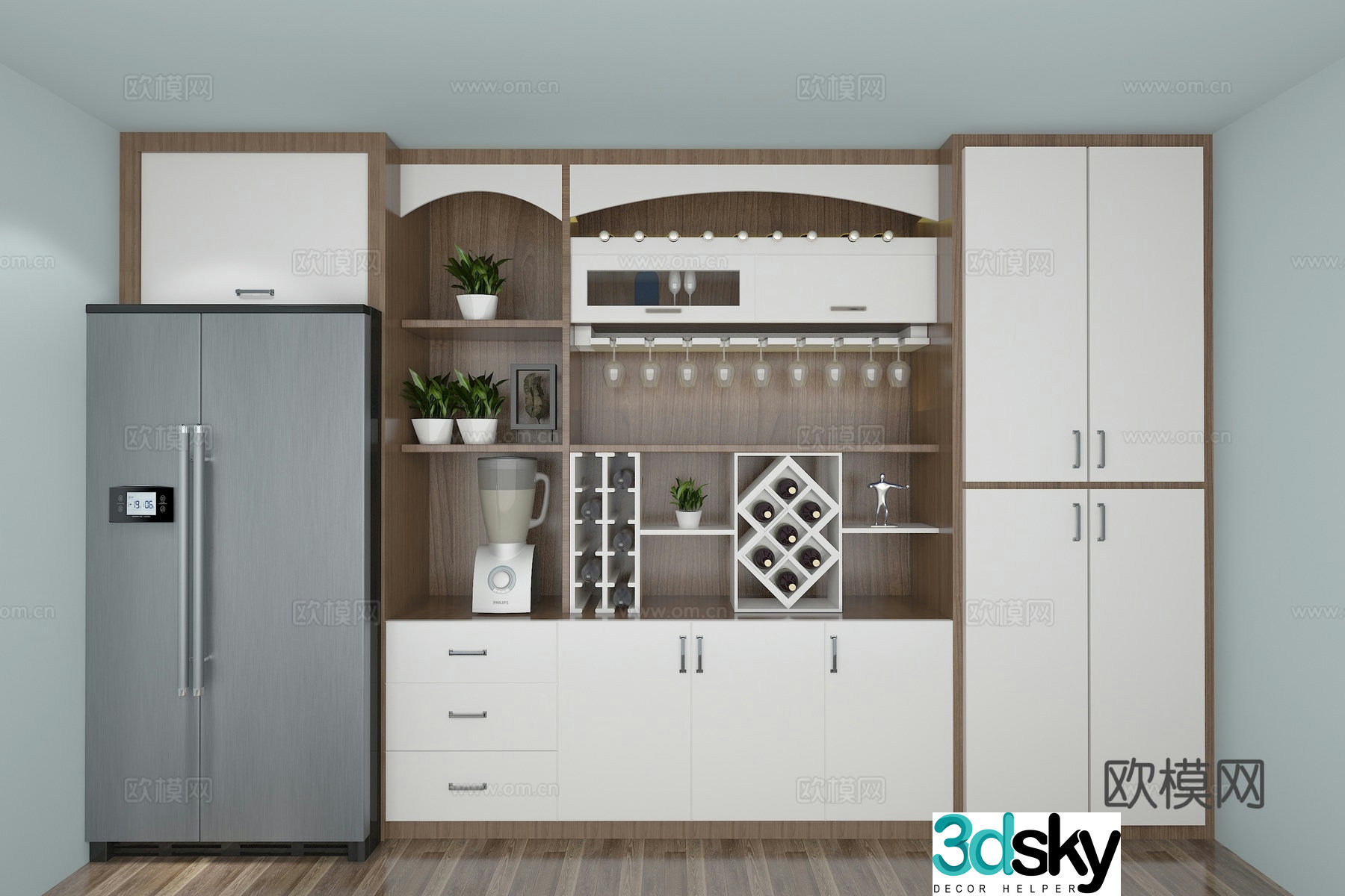 Modern wine cabinet refrigerator 3d model