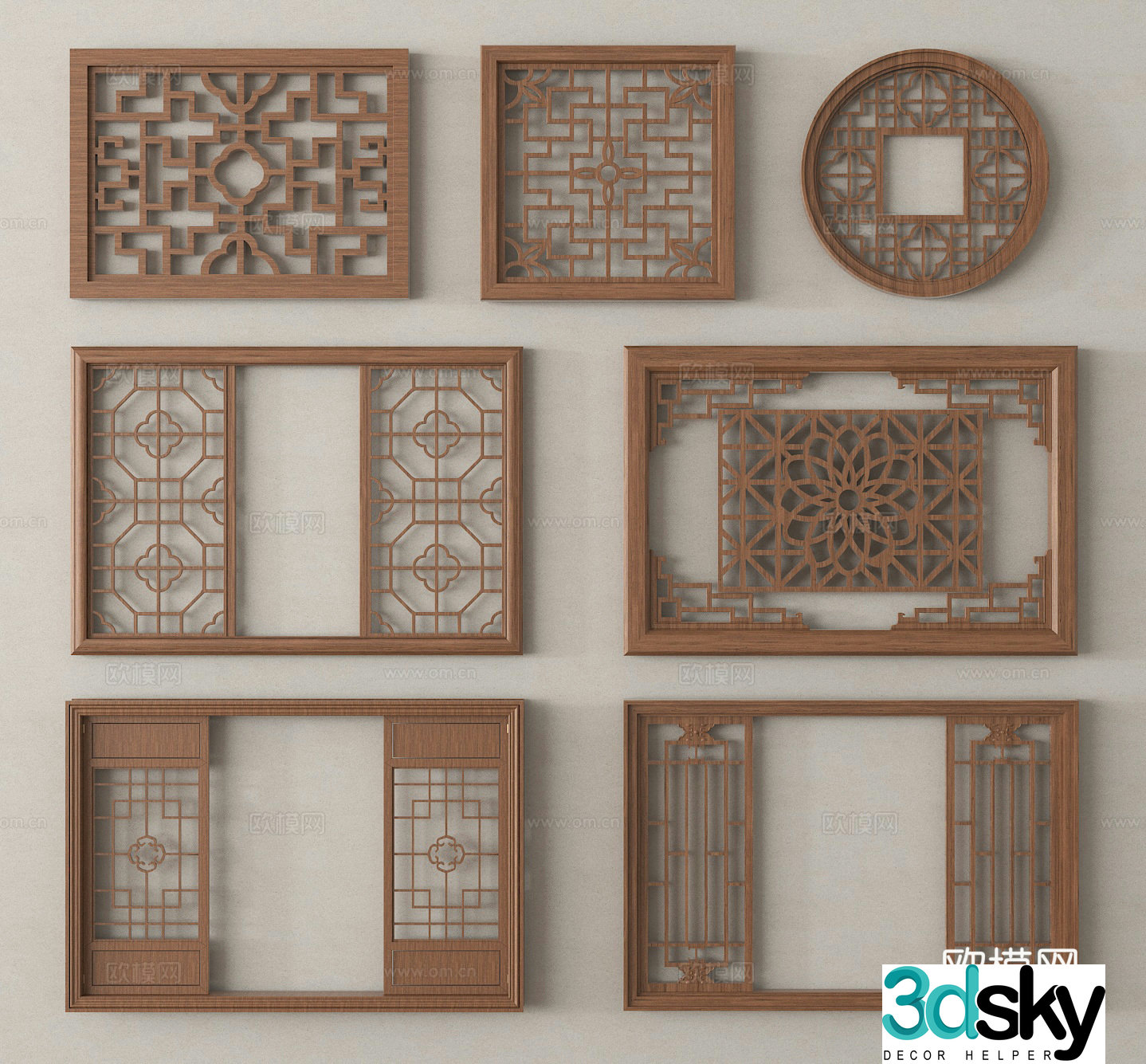 Window Grid window Hollow window Casement window 3D model