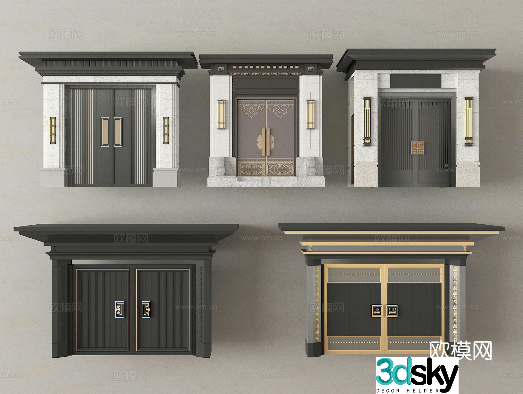 Courtyard door Villa door 3d model