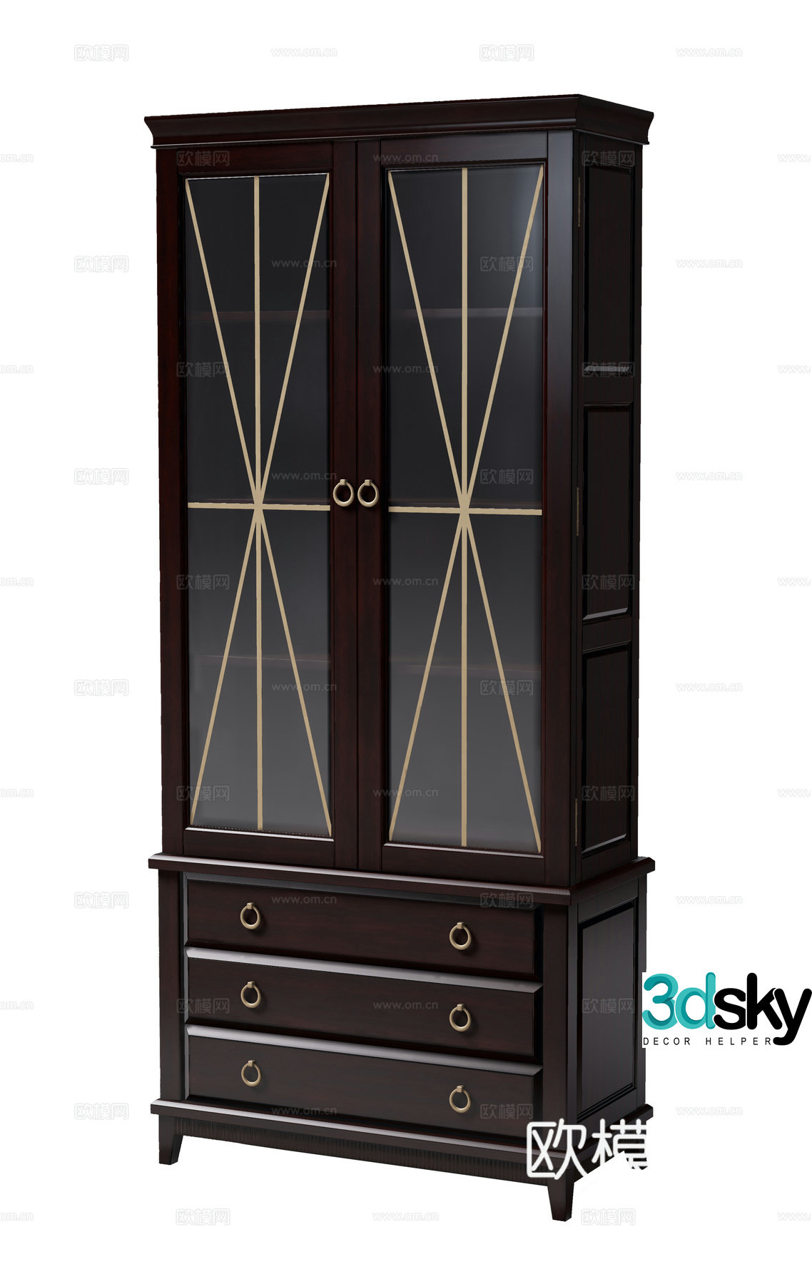 Modern light luxury wine cabinet bookcase cabinet 3D model