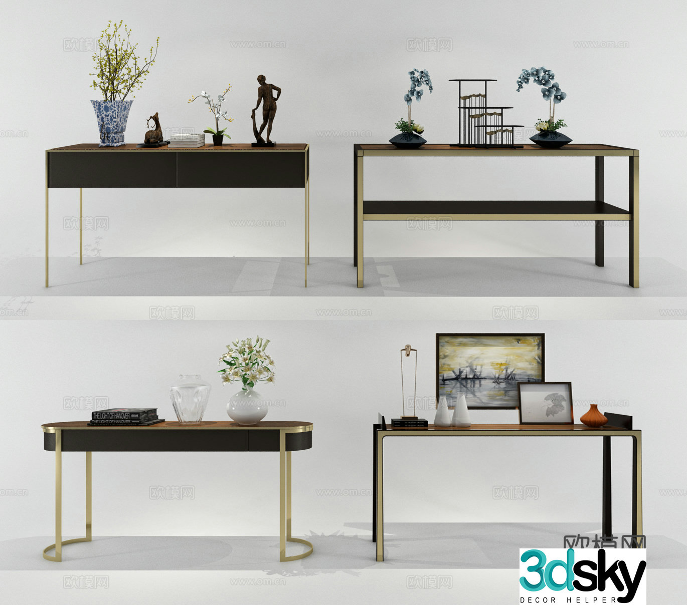 Modern decorative cabinet combination 3D model