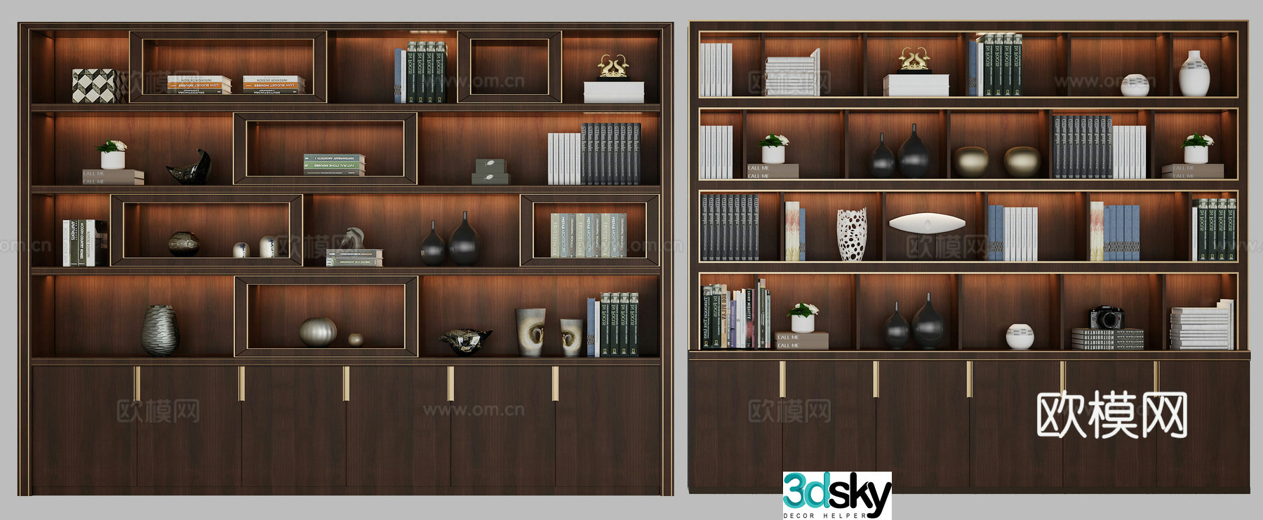 Chinese decorative cabinet bookcase combination 3D model