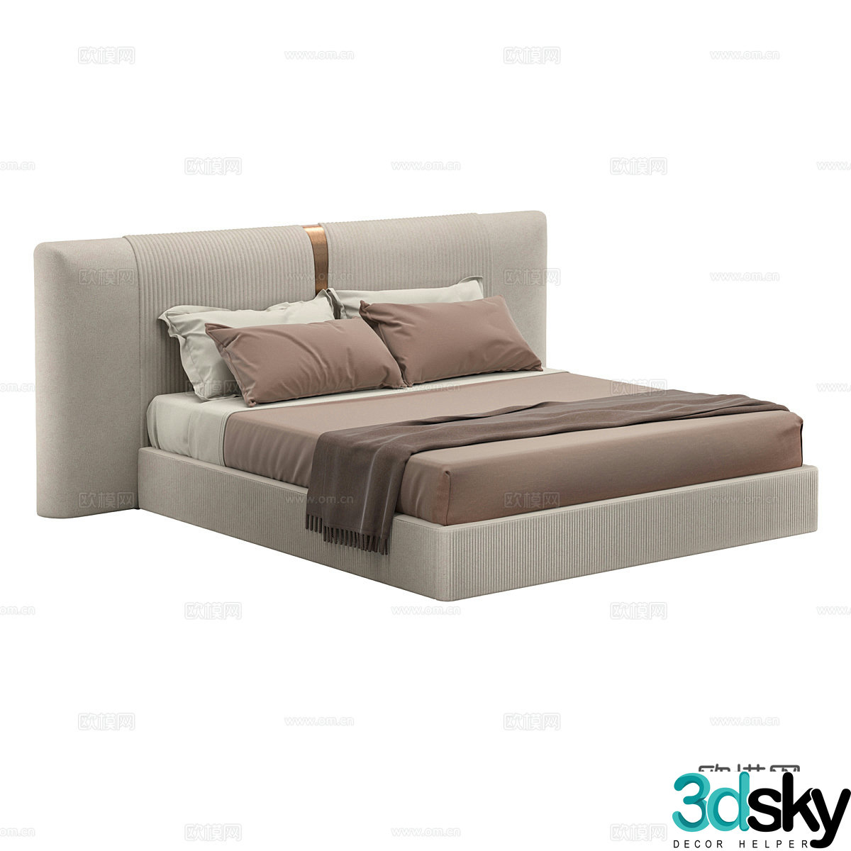 Modern simple double bed Double bed Simple bed Bedroom bed Pillow 3D model