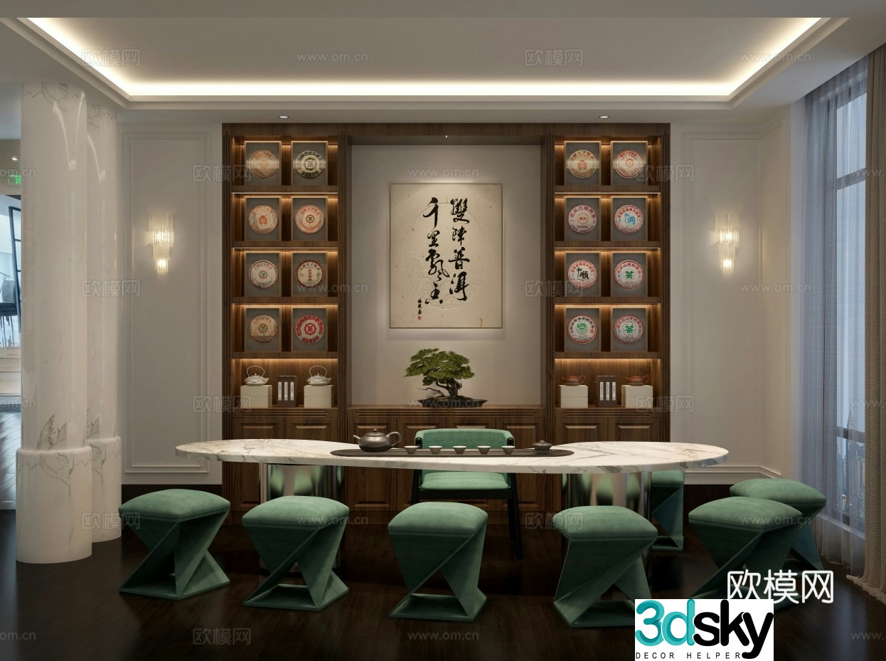 New Chinese tea room 3D model