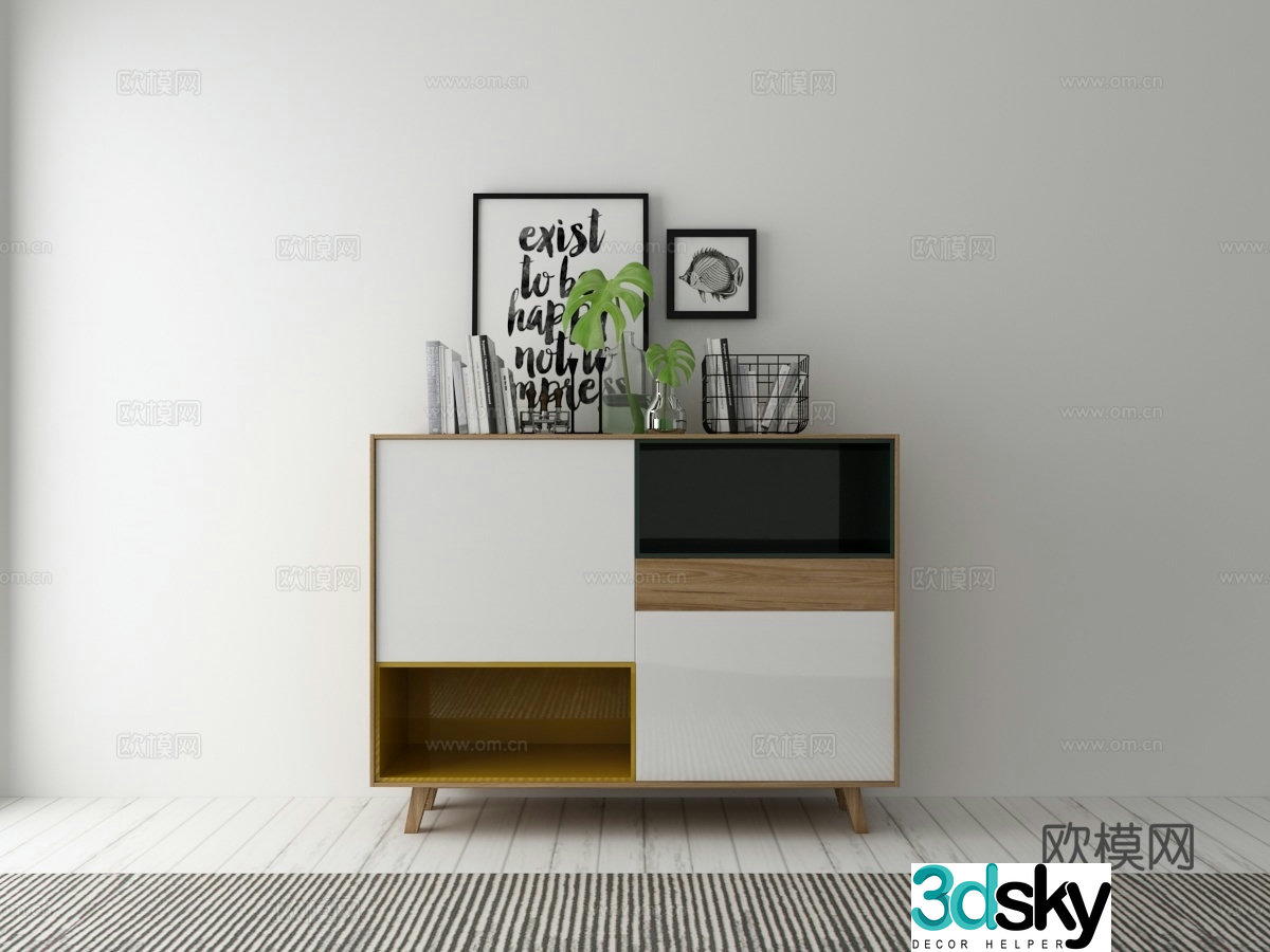 Modern simple decorative cabinet ornament 3d model