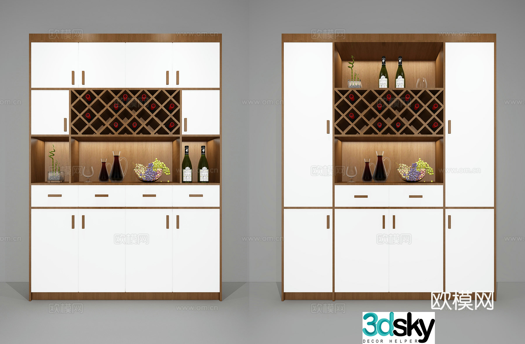 Modern wine cabinet combination 3D model