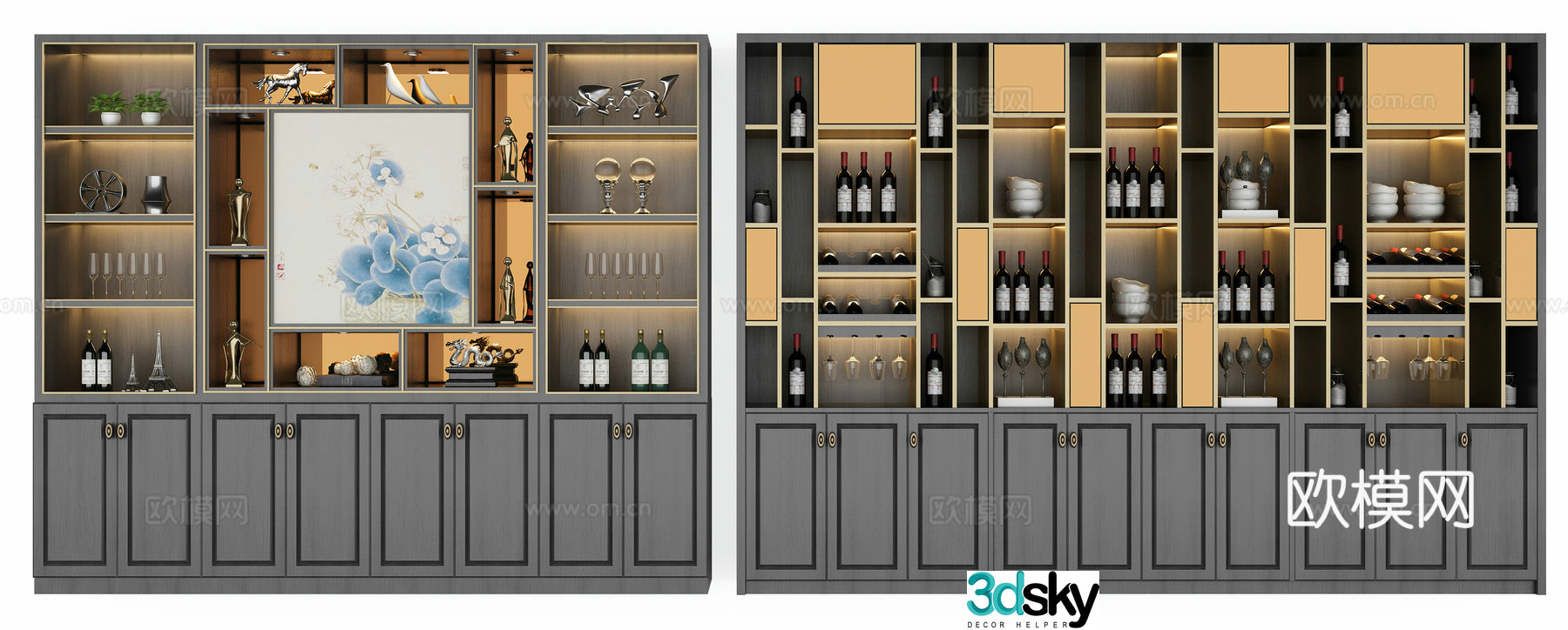 New Chinese wine cabinet combination 3D model