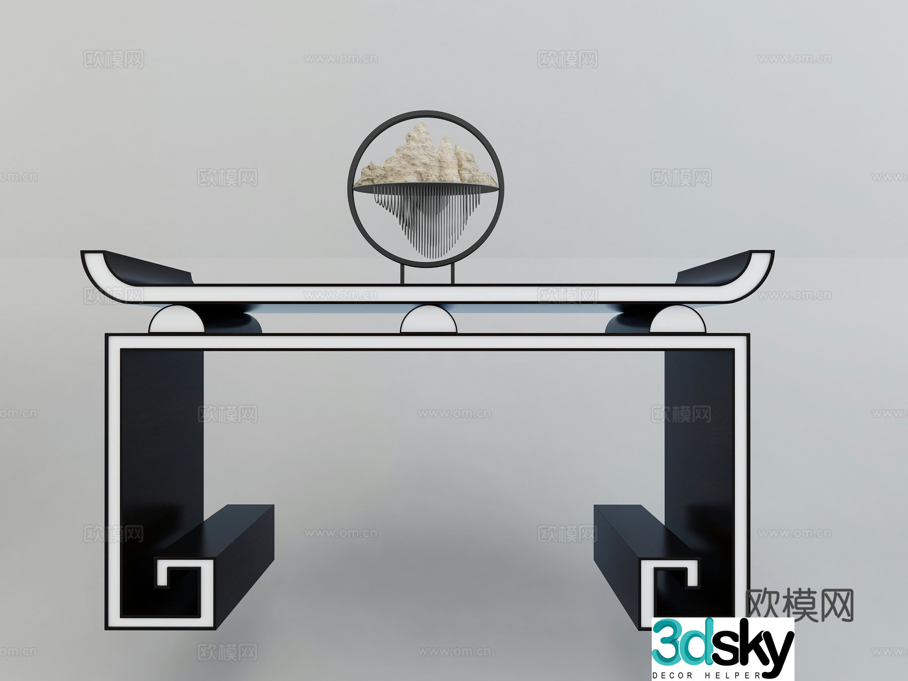 New Chinese style end view cabinet combination 3D model