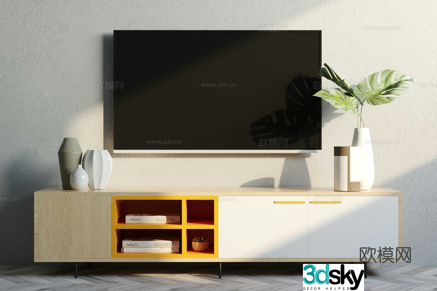 Nordic TV cabinet ornament combination 3D model
