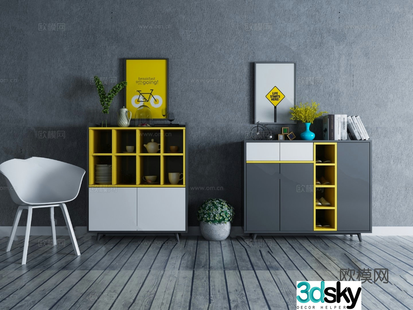 Modern decorative cabinet side cabinet 3d model