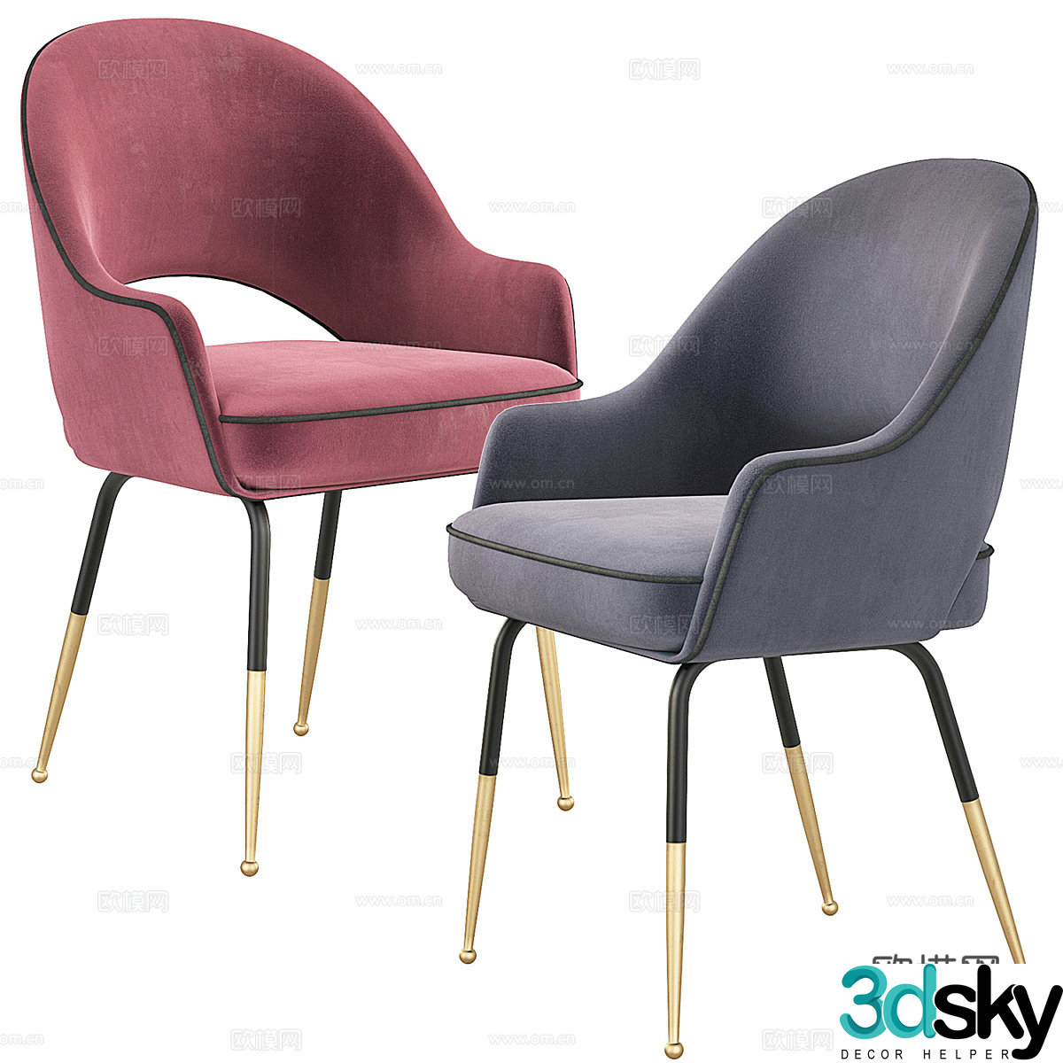 Modern dining chair combination 3D model