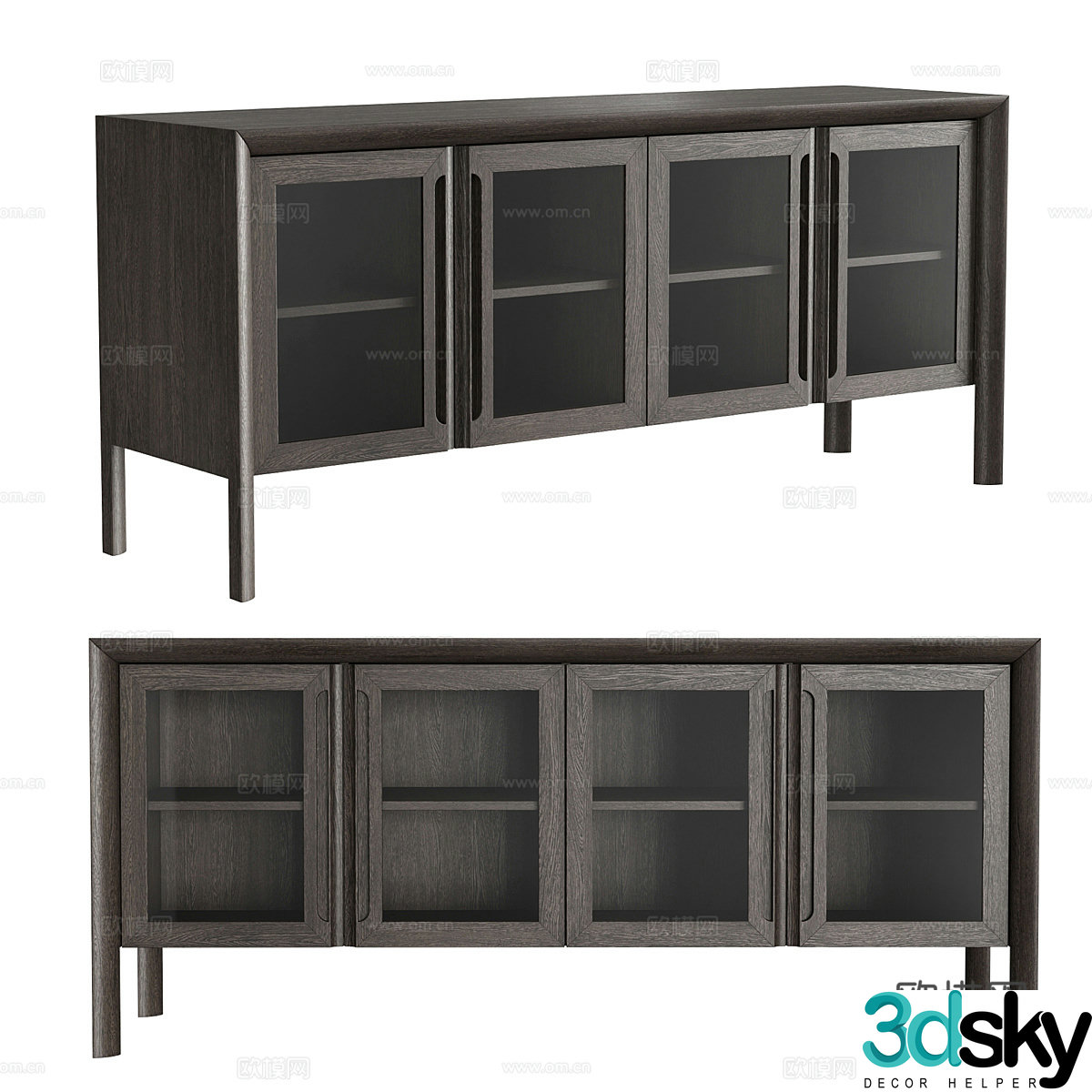 Modern Italian solid wood TV cabinet 3D model