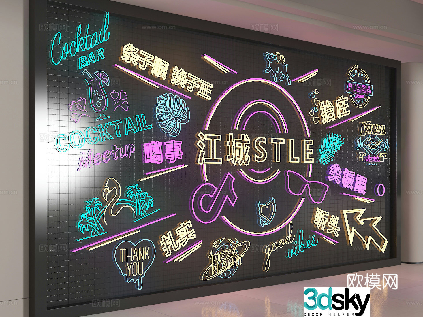 Neon wall 3d model