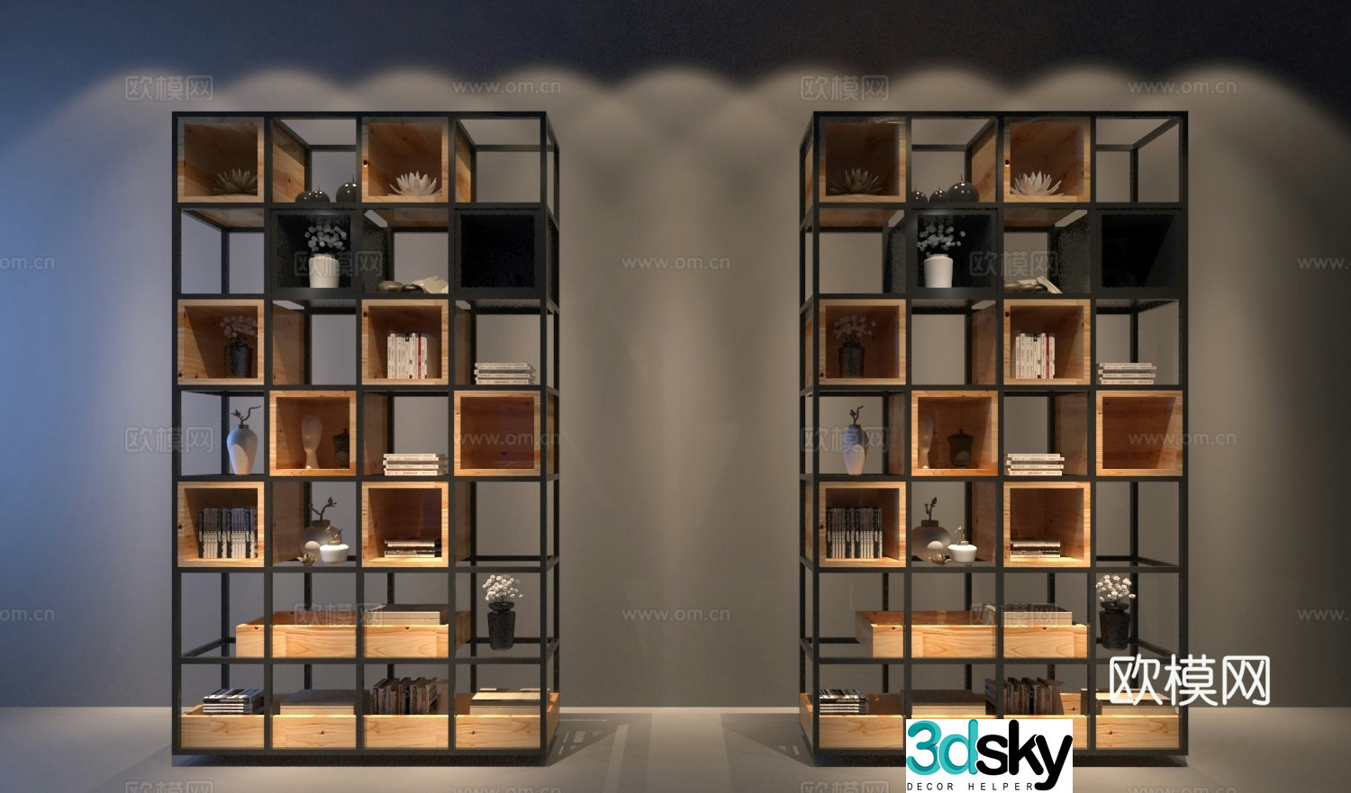 Industrial style decoration cabinet bookcase ornaments partition cabinet 3D model