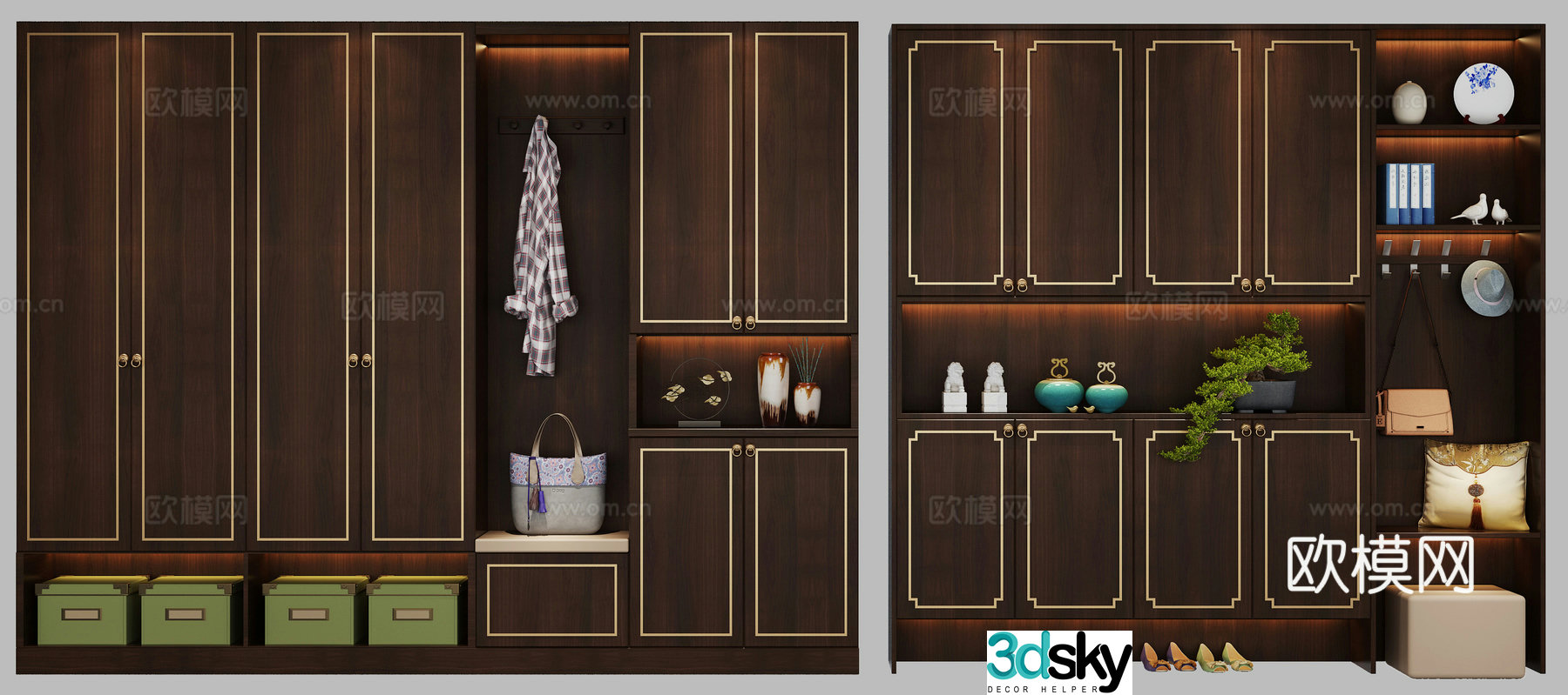 New Chinese shoe cabinet combination 3D model