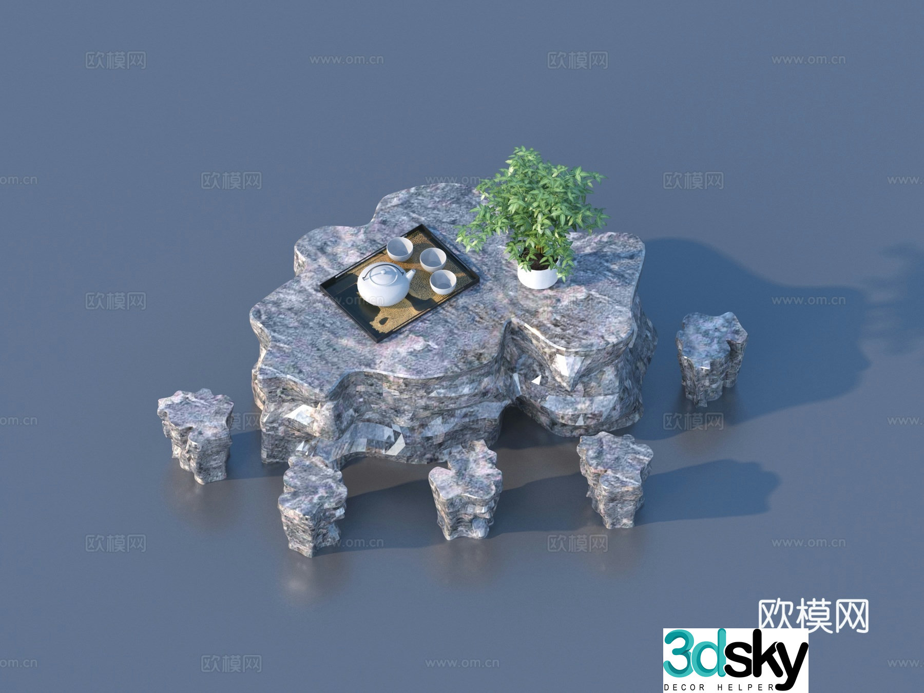Stone table furniture sketch 3d model