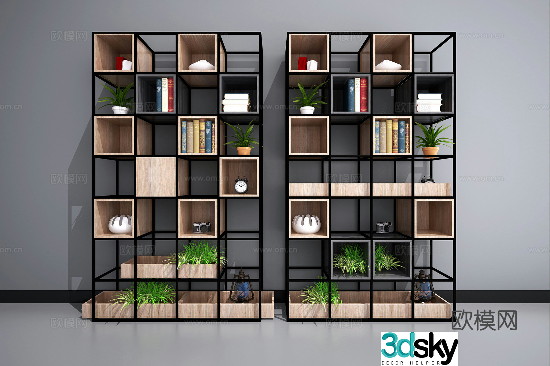 Industrial style bookshelf Industrial shelves Industrial shelves Industrial flower rack Industrial display rack North 3D model