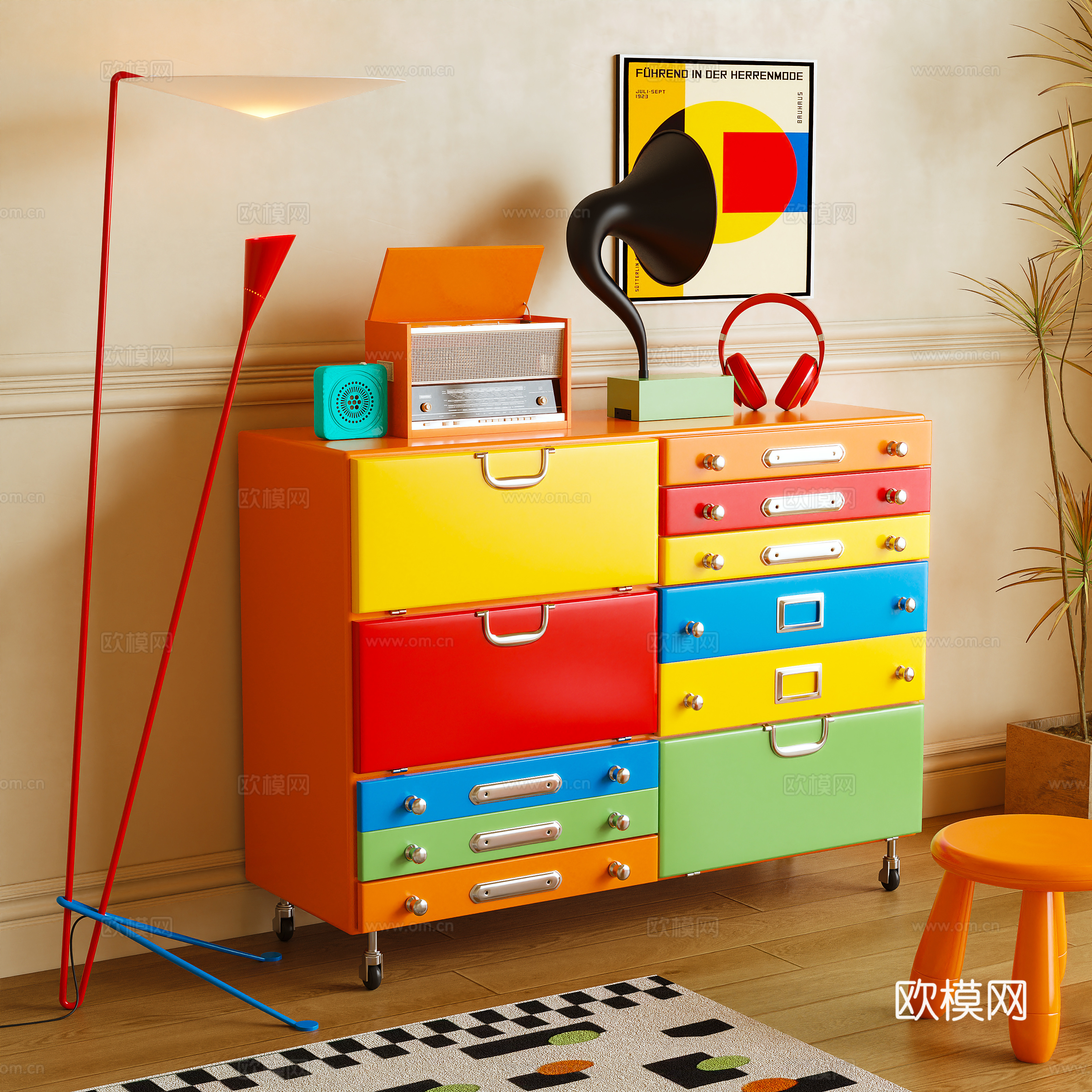 Entrance cabinet side cabinet tea cabinet storage cabinet dopamine 3D model