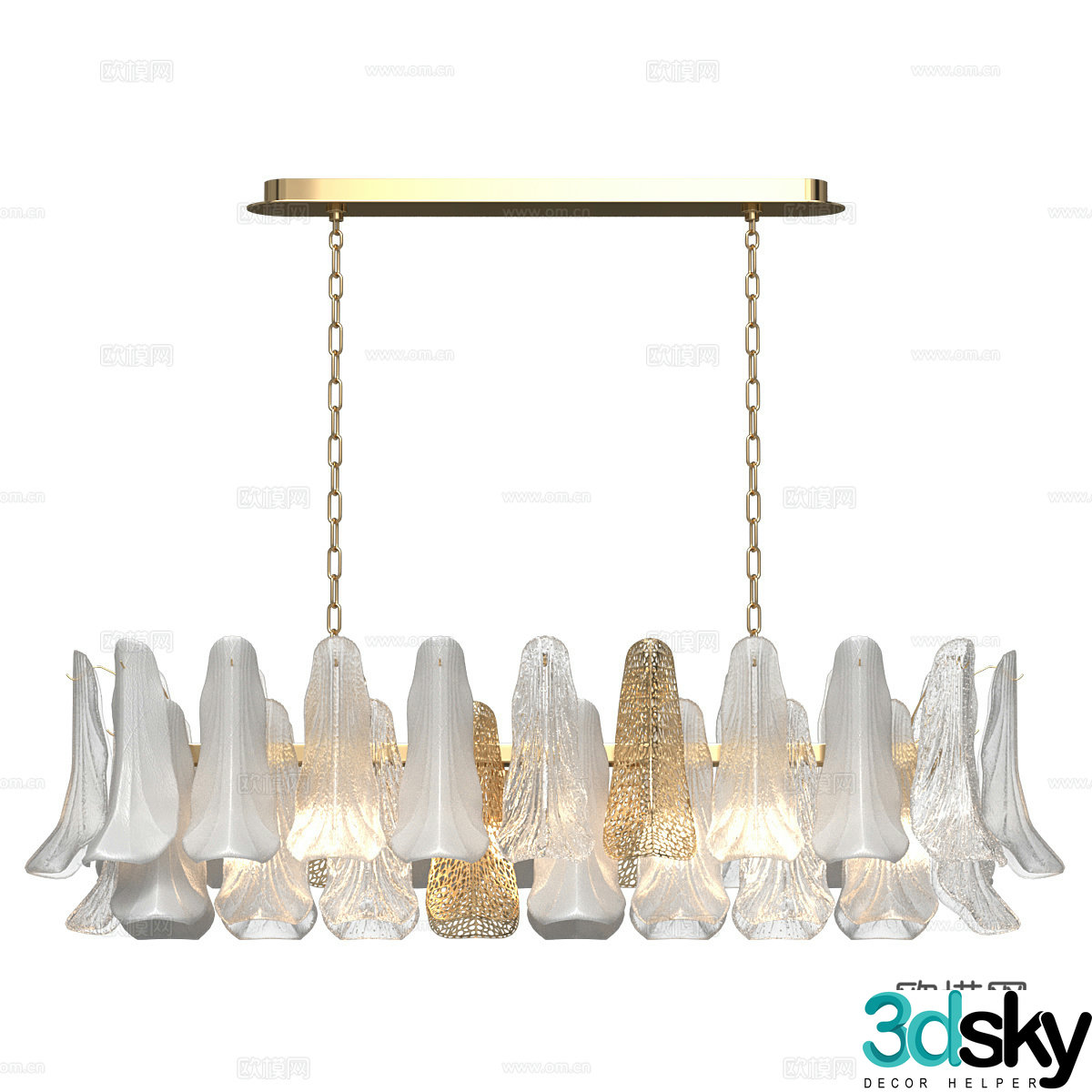 Modern Italian light luxury metallic glass decorative chandelier 3d model