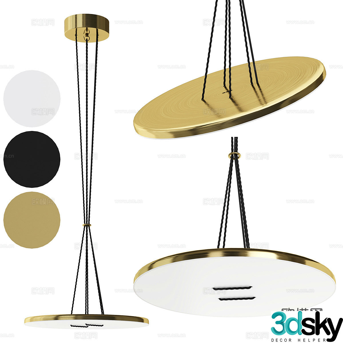 Modern light luxury button decorative chandelier 3d model