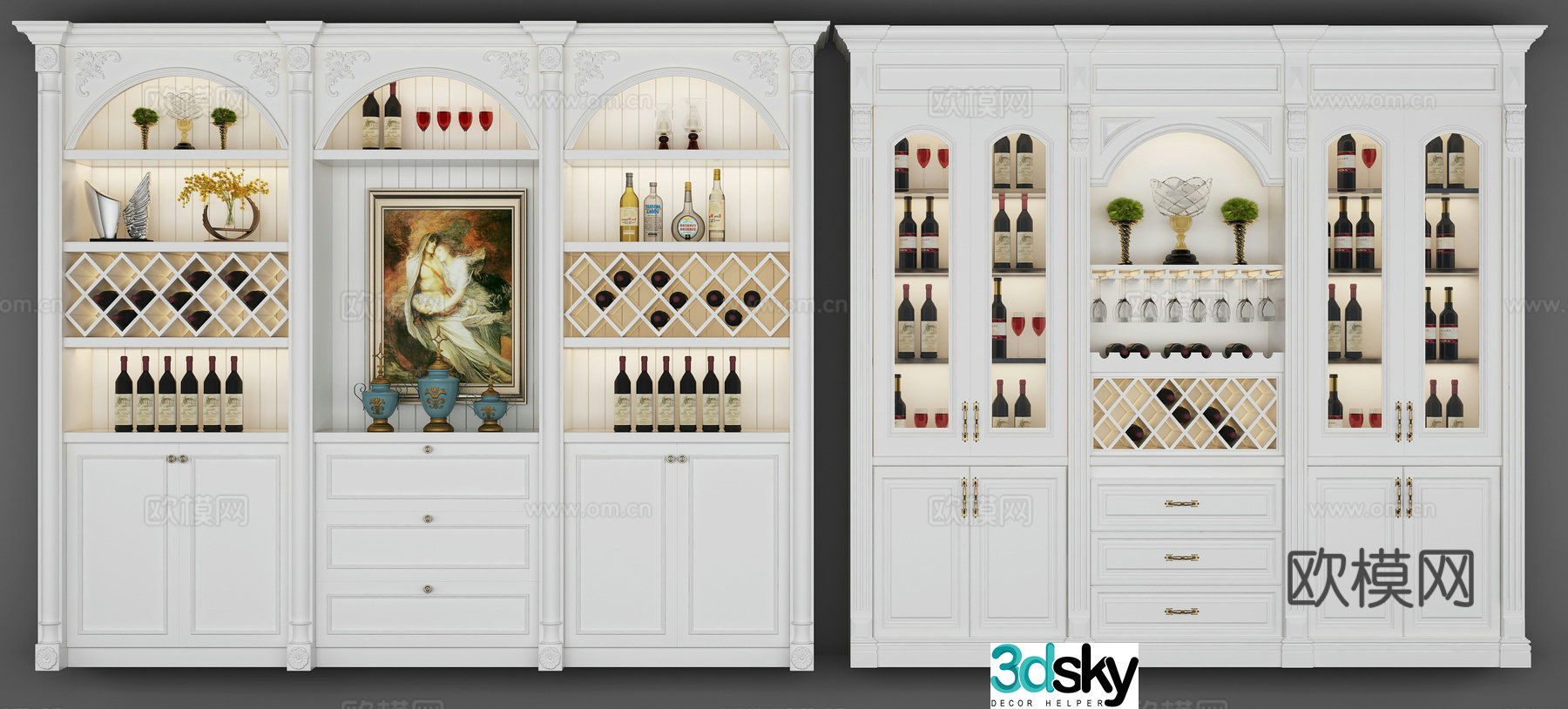 European wine cabinet combination 3D model