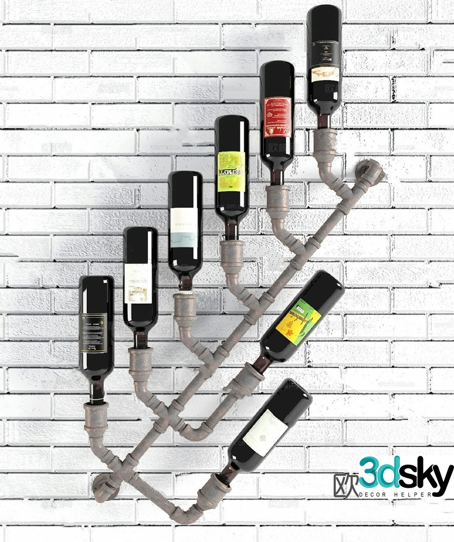 Industrial style wine cabinet model 3D model