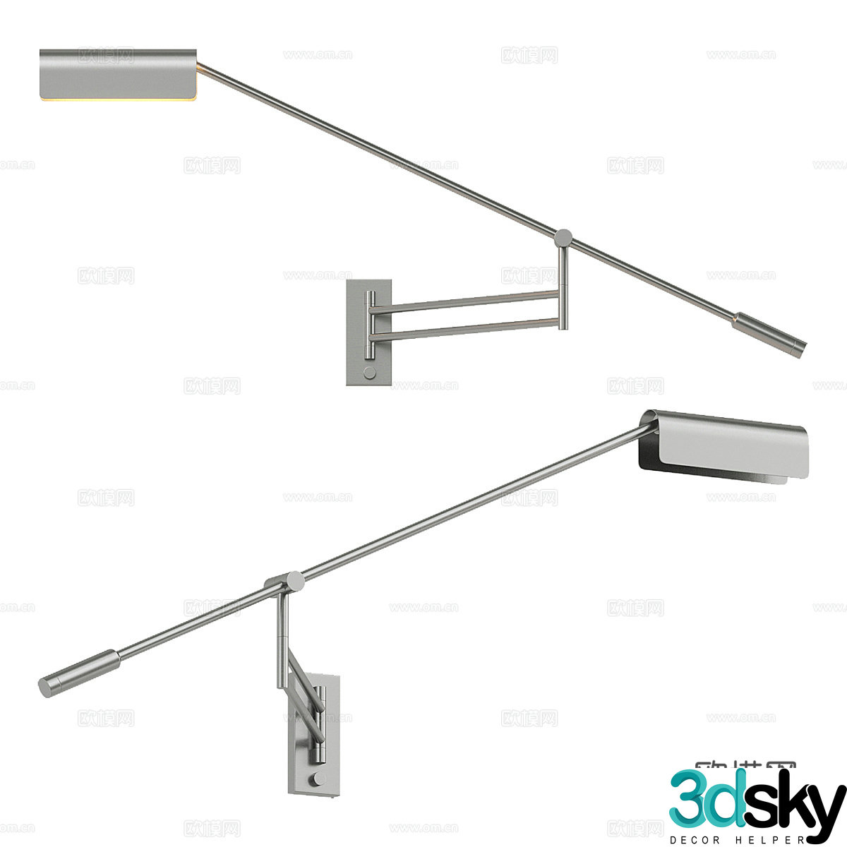 Modern minimalist long strip metal wall lamp 3d model