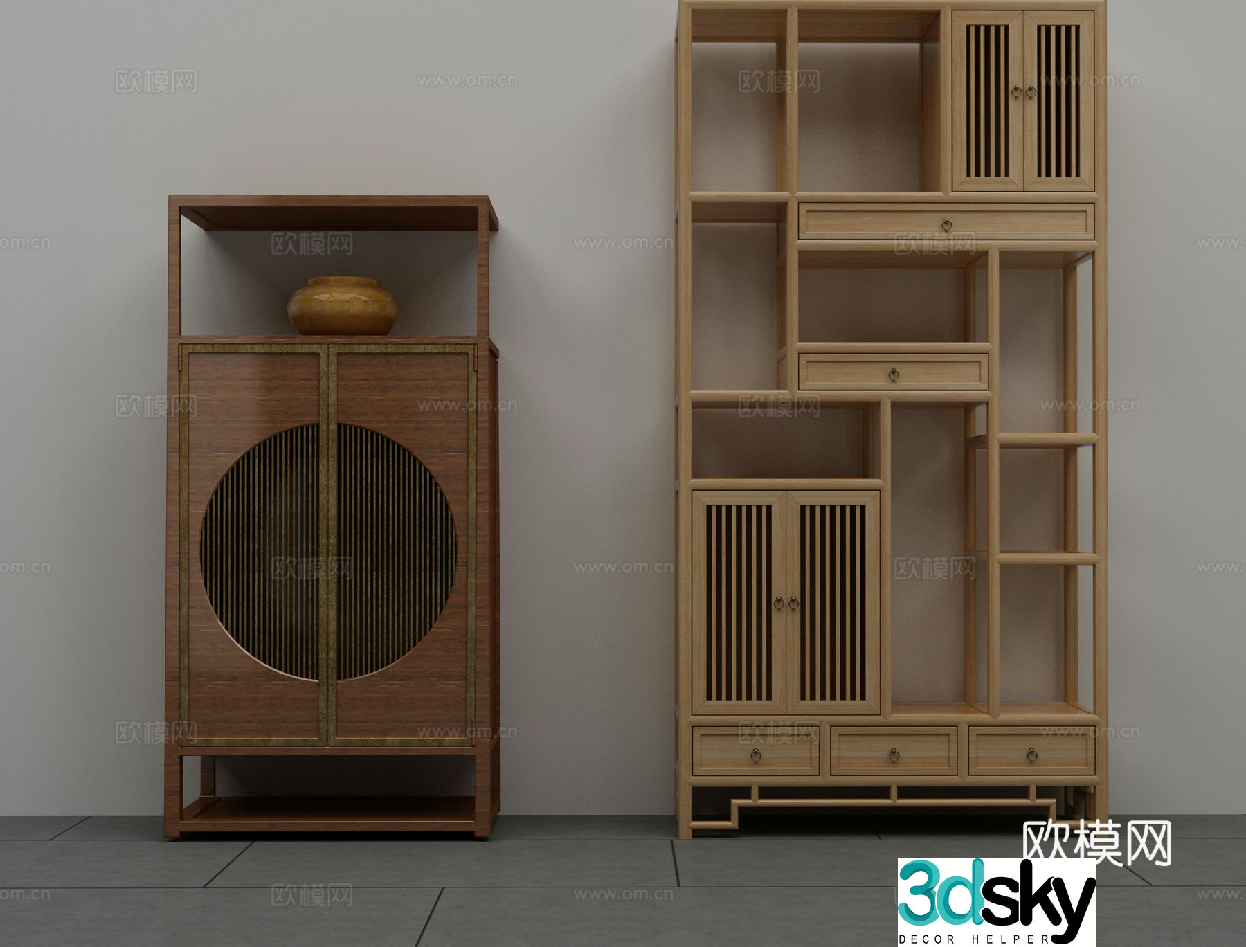 New Chinese style decorative cabinet 3D model